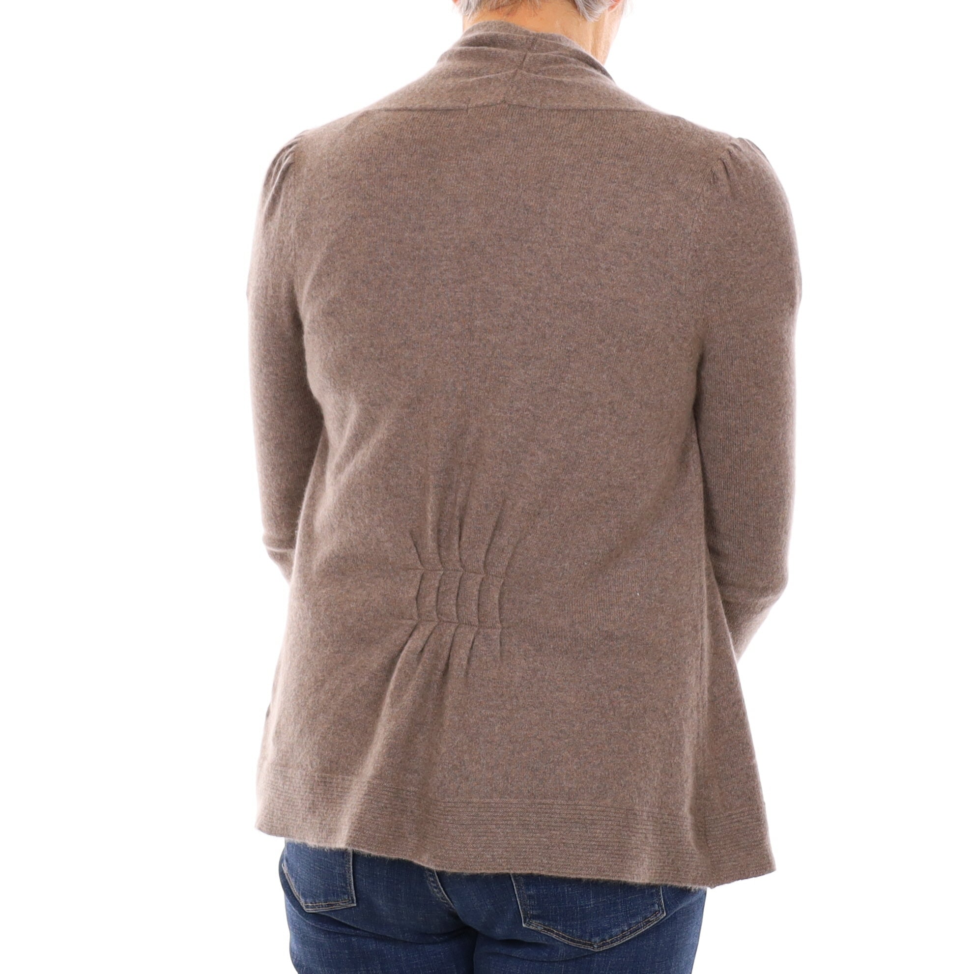 Mocha Brown Cashmere Waterfall Edge Cardigan Medium