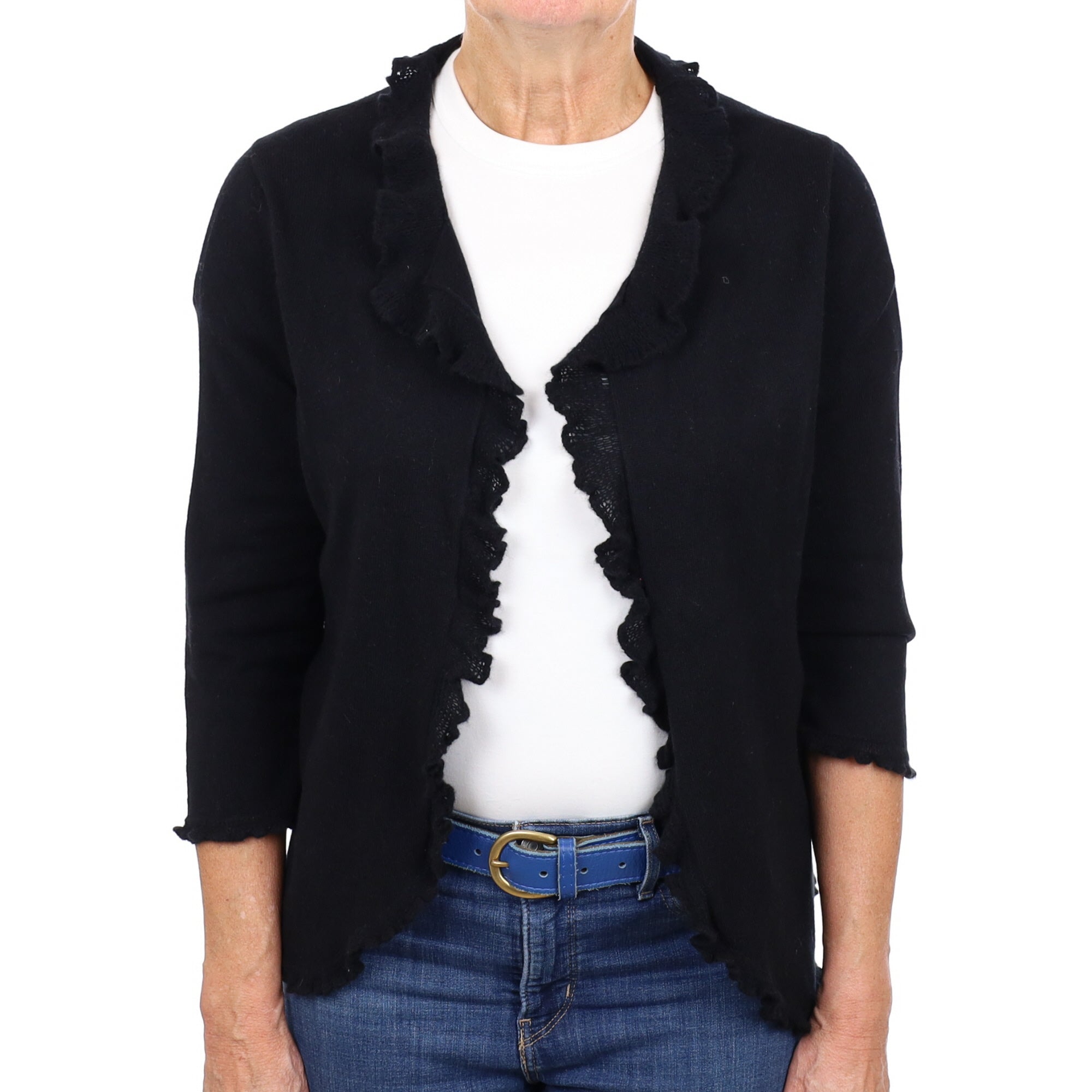 Black Cashmere Edge To Edge Cardigan Medium