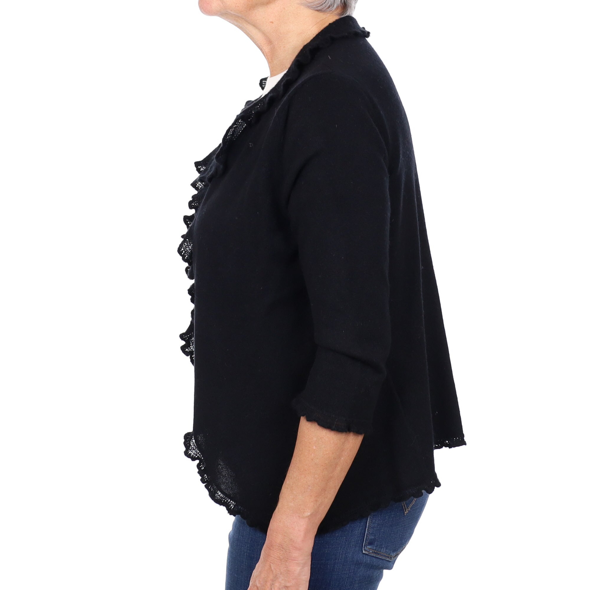 Black Cashmere Edge To Edge Cardigan Medium