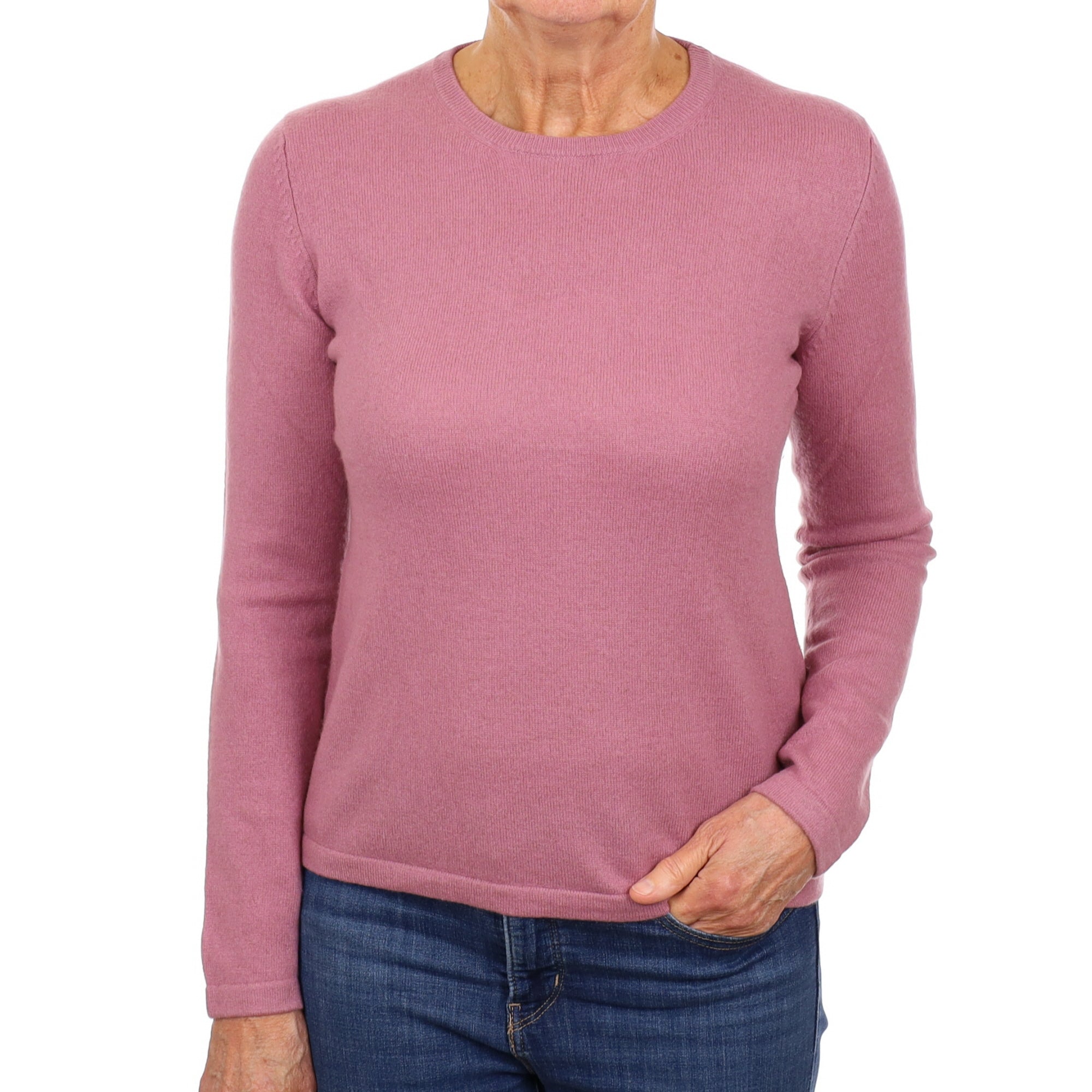 Heather Purple Cashmere Crew Neck Jumper Medium