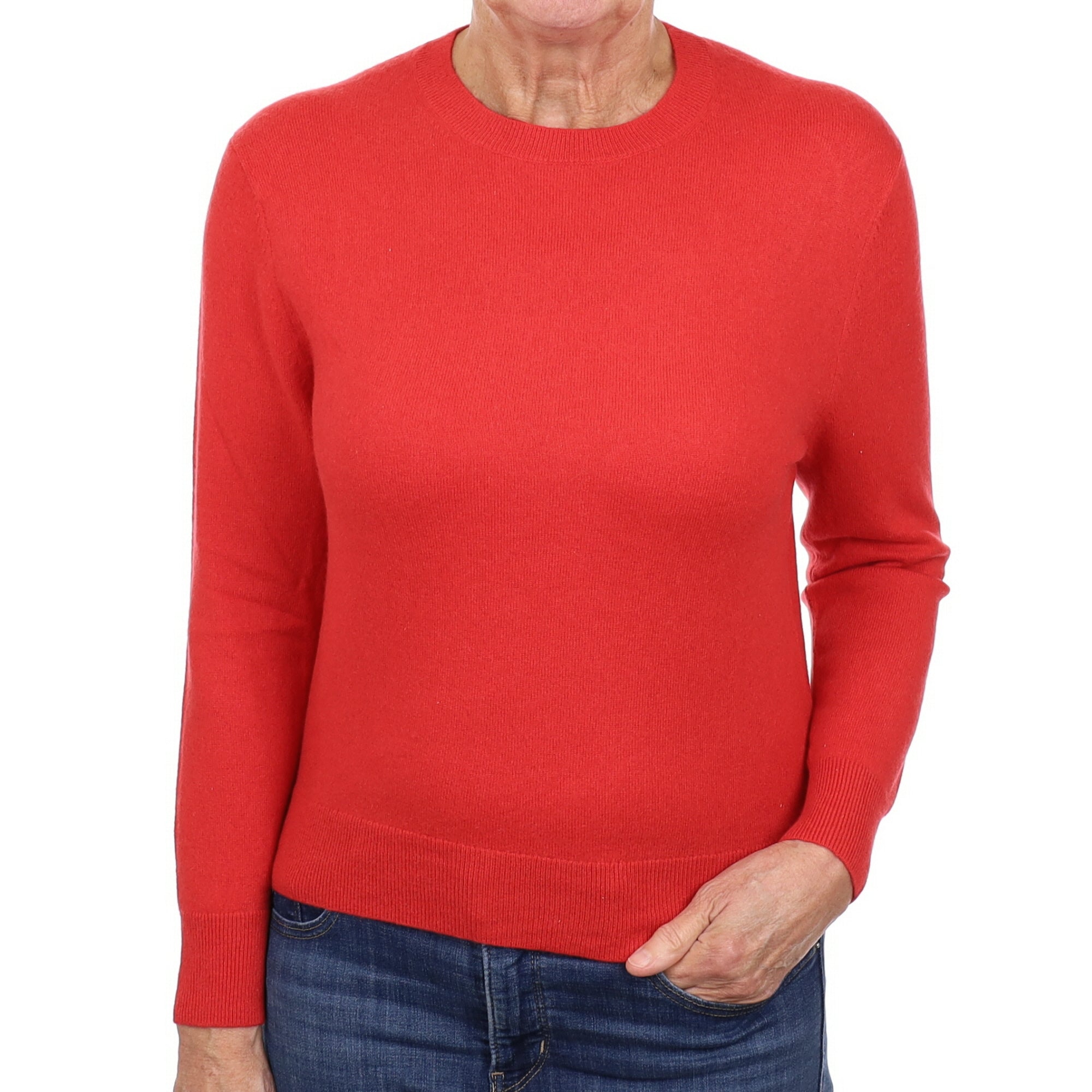 Scarlet Red Cashmere Crew Neck Jumper Medium