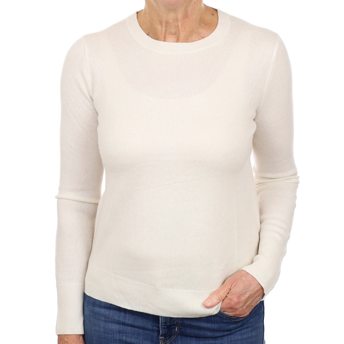 Cream Cashmere Crew Neck Jumper Medium
