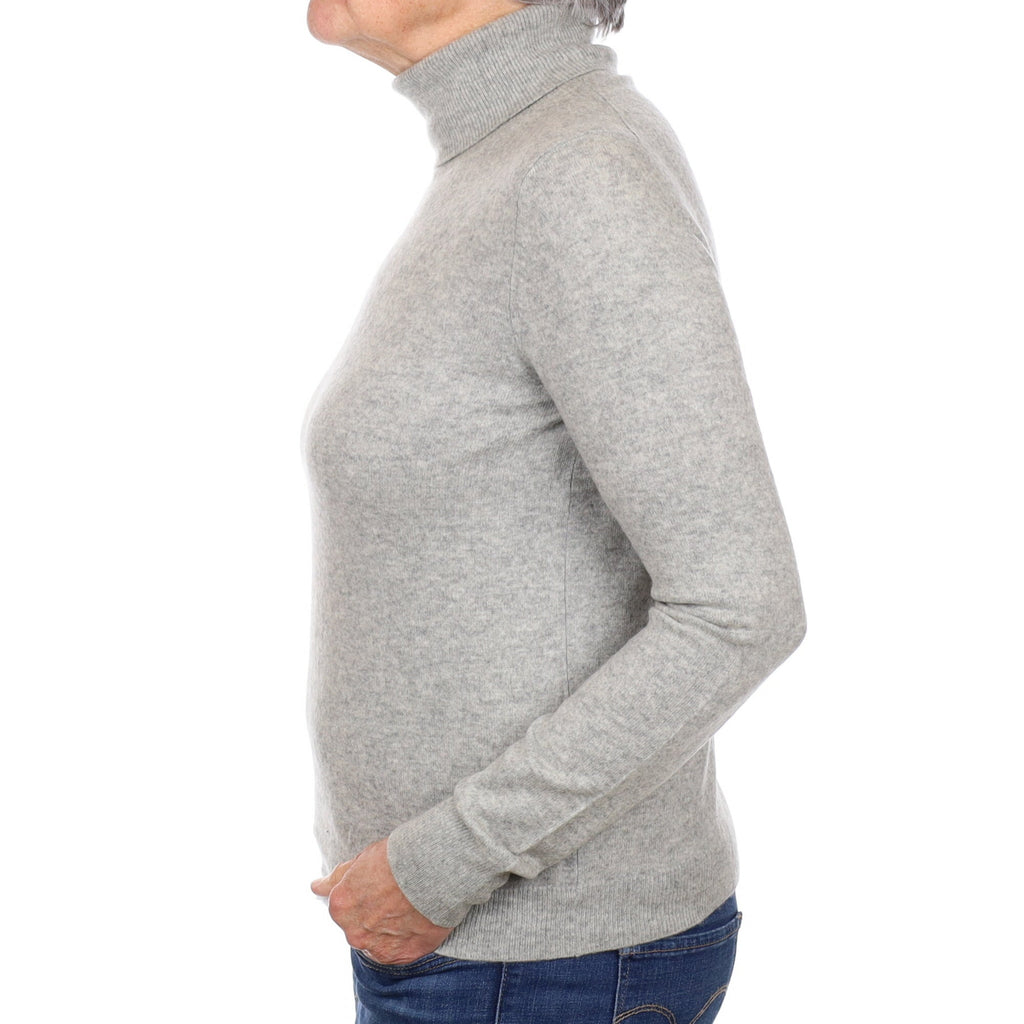 Smoke Grey Cashmere Polo Neck Jumper Medium