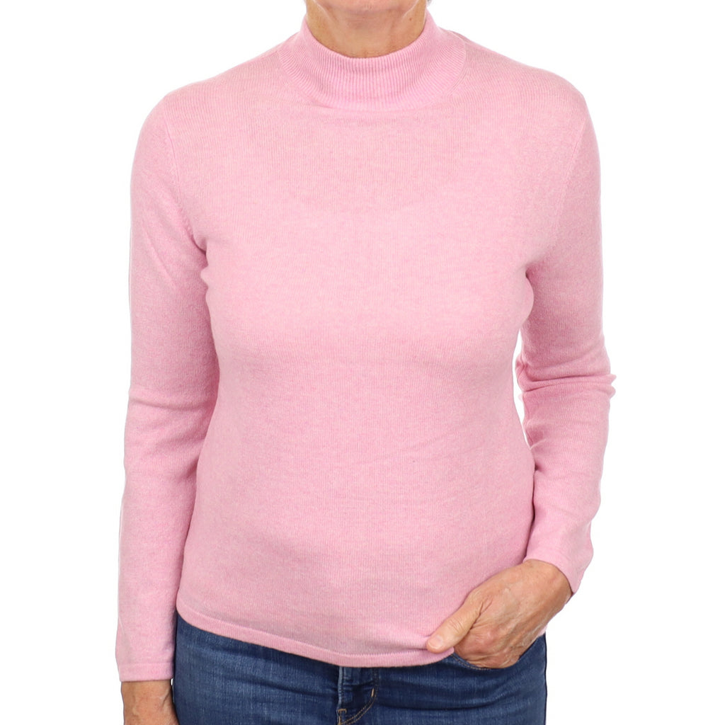 Carnation Pink Cashmere Turtle Neck Jumper Medium