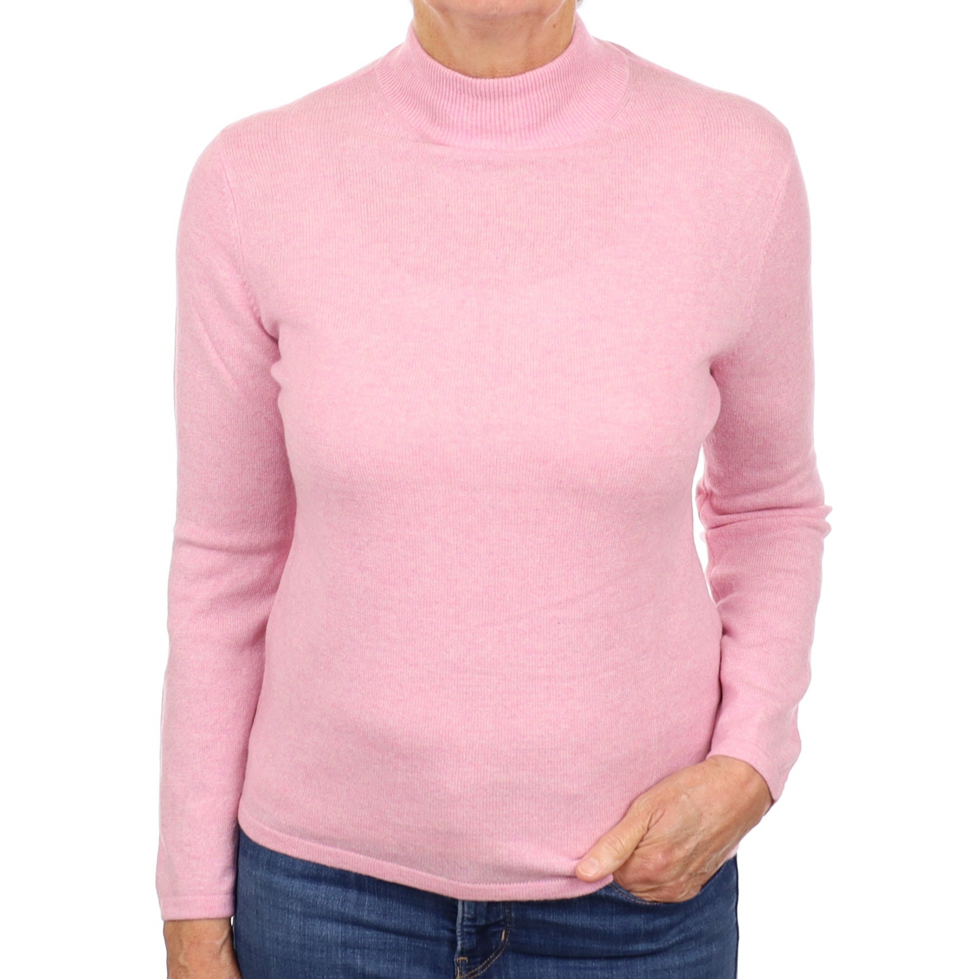Carnation Pink Cashmere Turtle Neck Jumper Medium