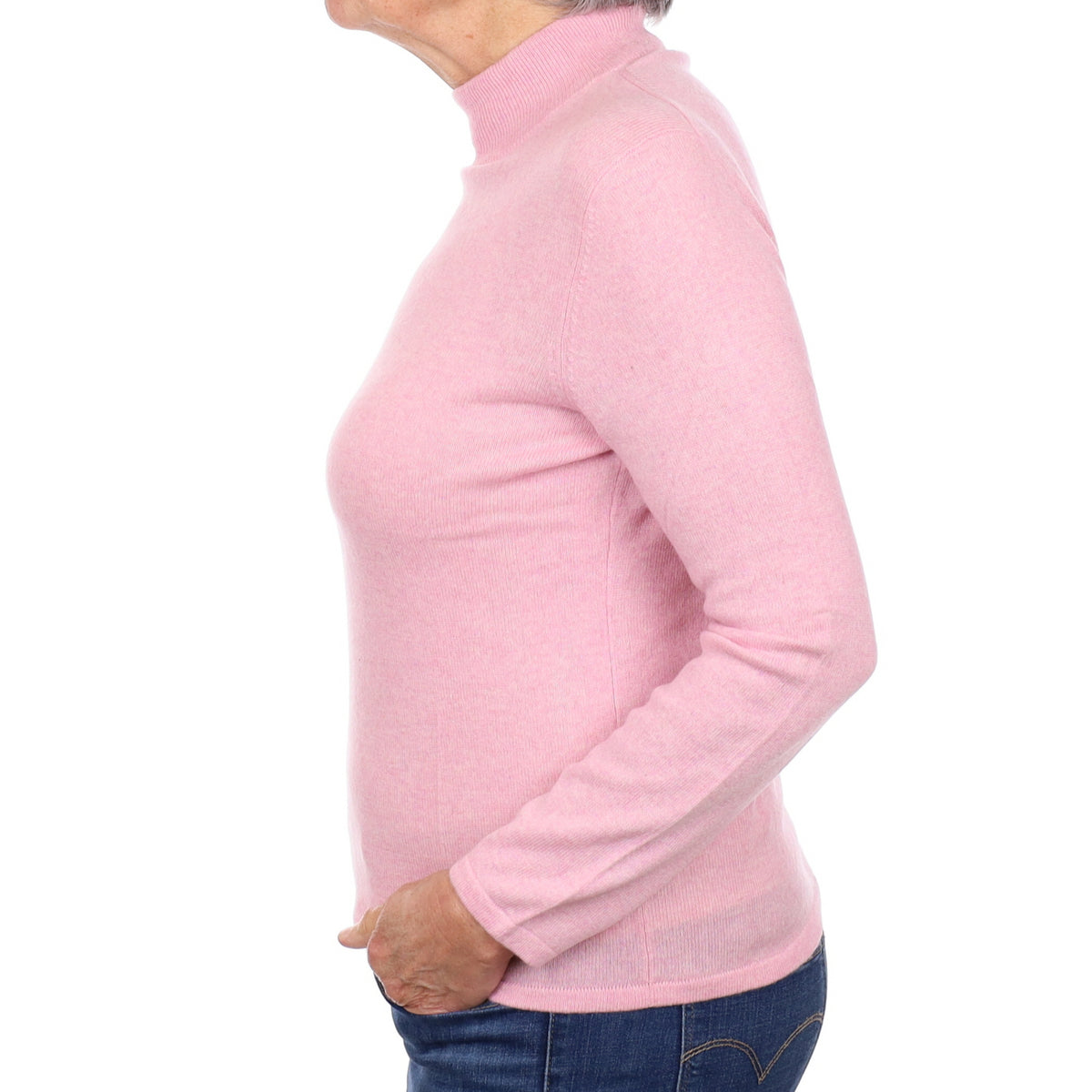 Carnation Pink Cashmere Turtle Neck Jumper Medium
