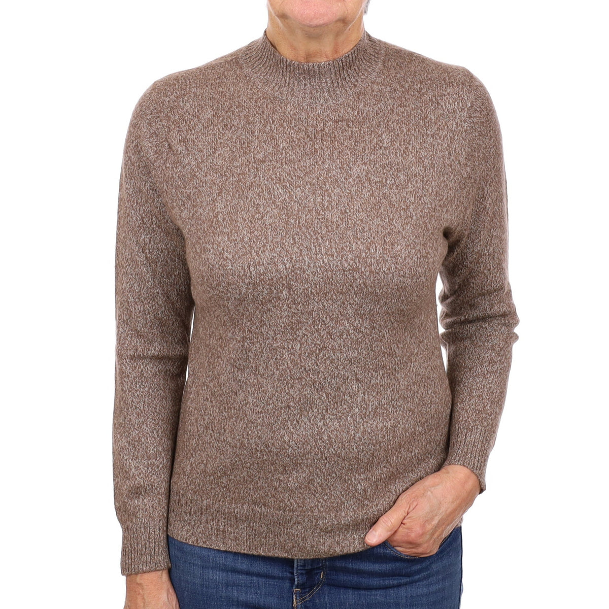 Nutmeg Brown Marl Cashmere Turtle Neck Jumper Medium