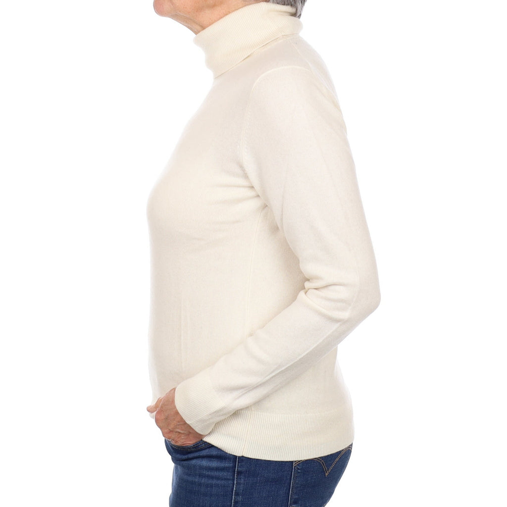 Vanilla Cream Cashmere Polo Neck Jumper Medium