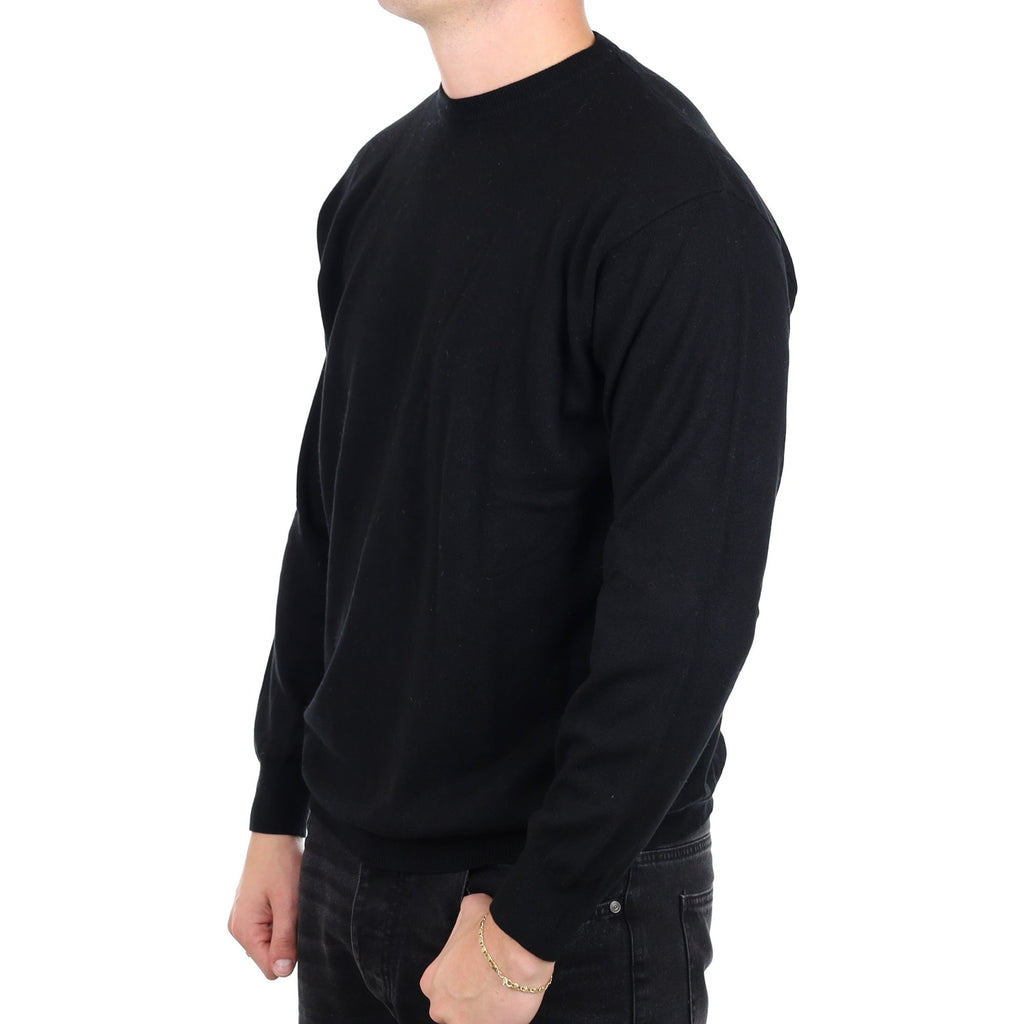 Men's Black Cashmere Crew Neck Jumper XL