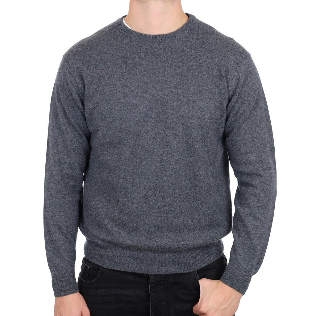 Men's Slate Grey Cashmere Crew Neck Jumper XL