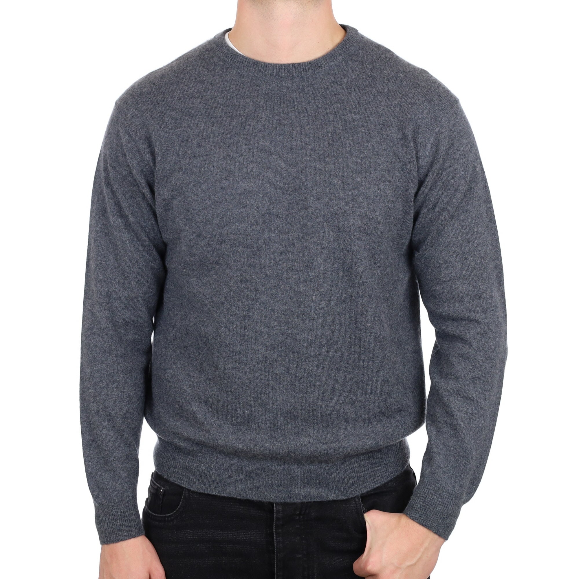 Men's Slate Grey Cashmere Crew Neck Jumper XL