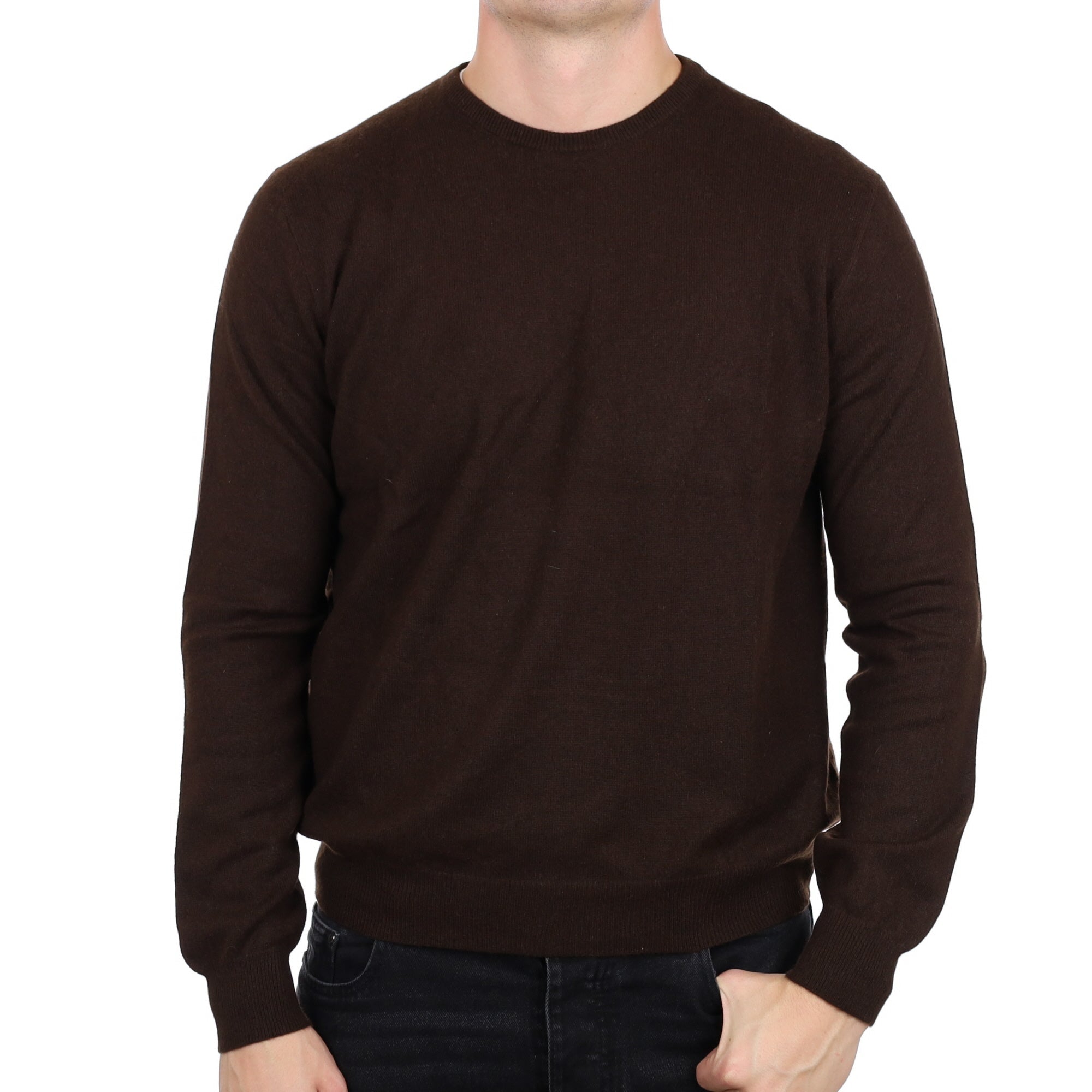 Men's Chocolate Brown Cashmere Crew Neck Jumper XL