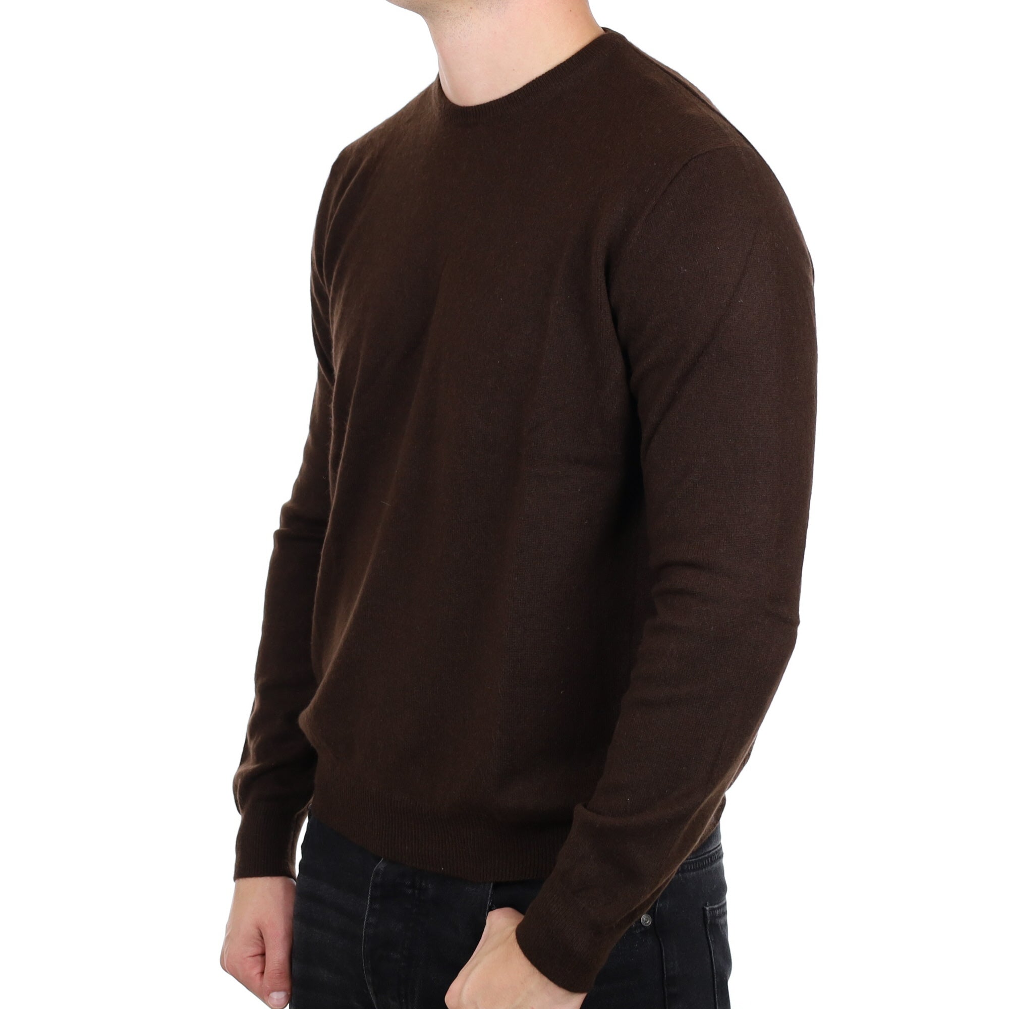 Men's Chocolate Brown Cashmere Crew Neck Jumper XL