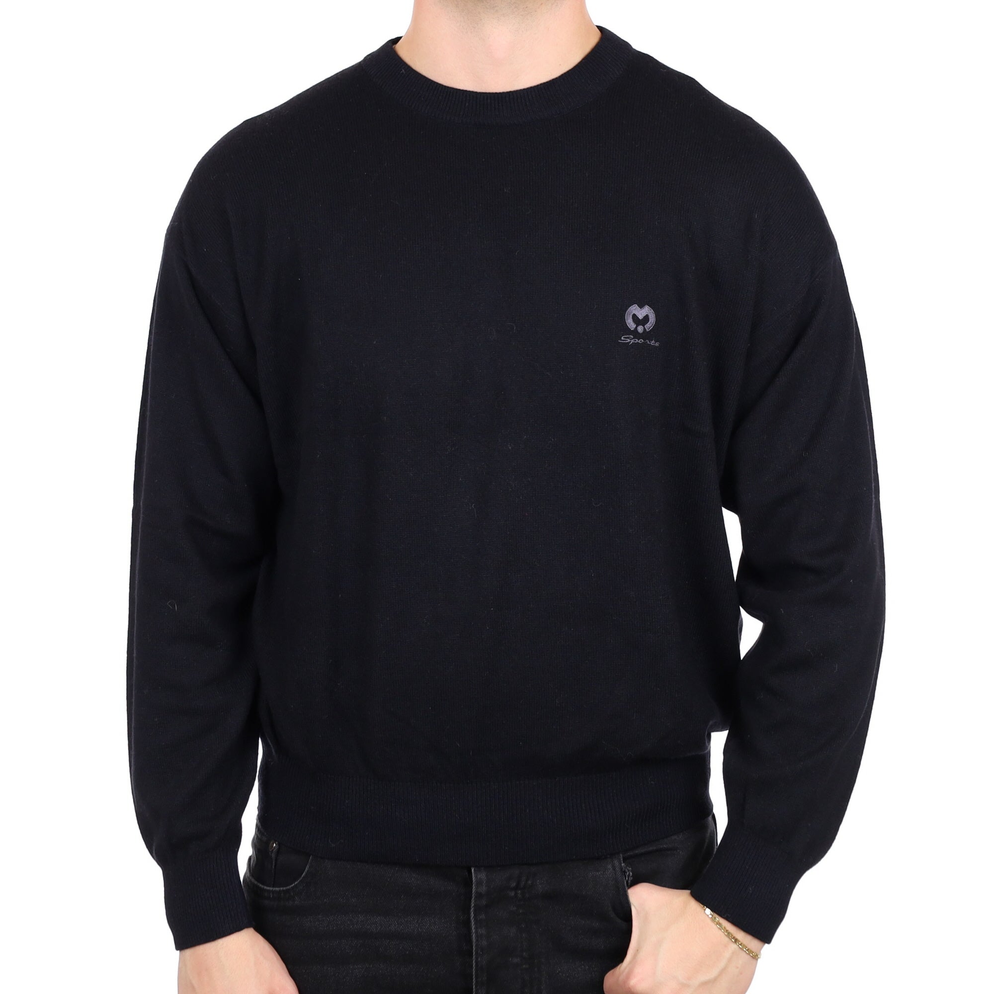 Men's Mila Schön Black Cashmere Crew Neck Jumper XL