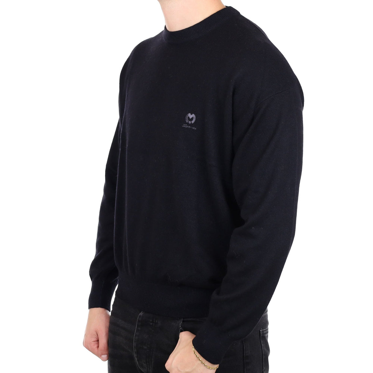 Men's Mila Schön Black Cashmere Crew Neck Jumper XL