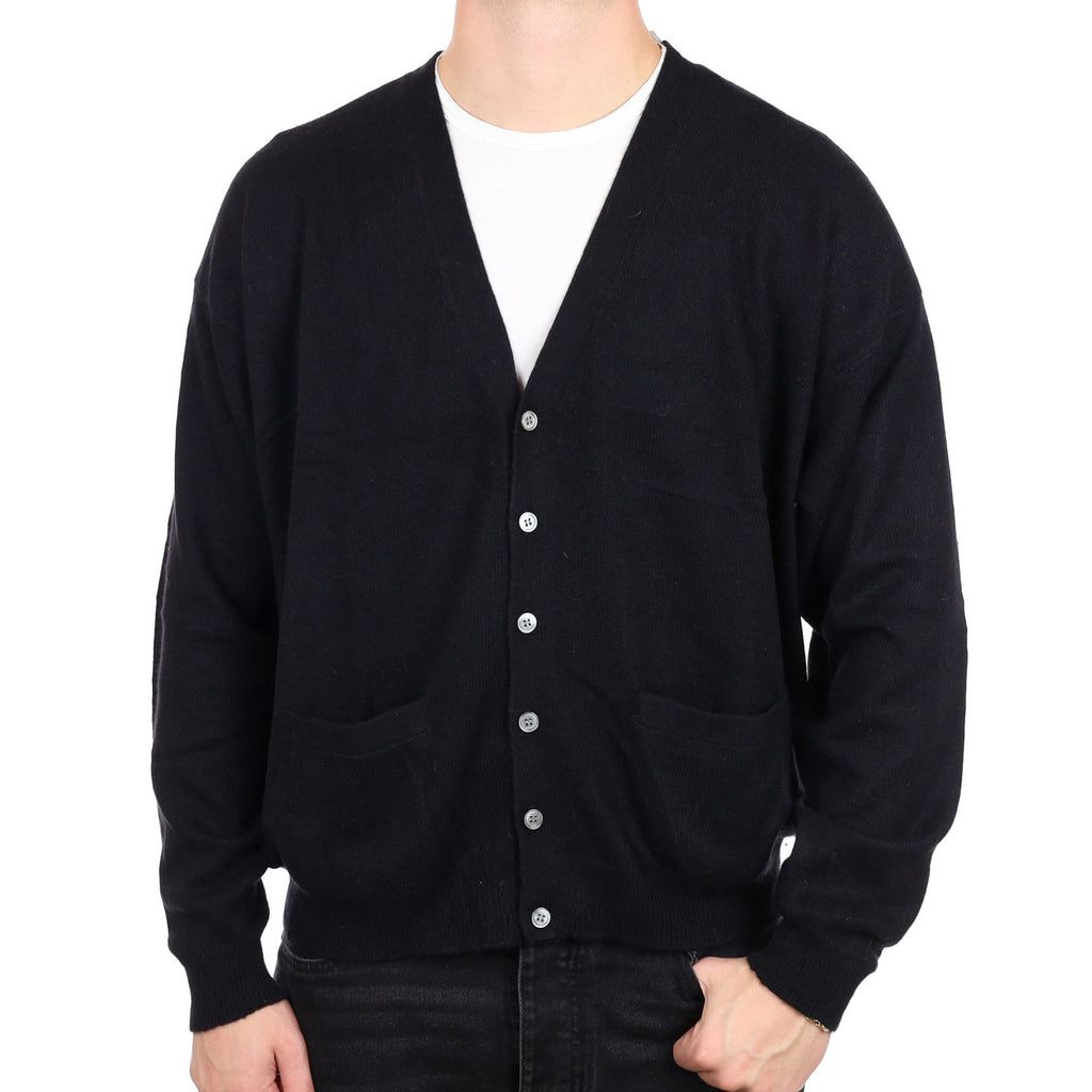 Men's Black Cashmere V Neck Cardigan XL
