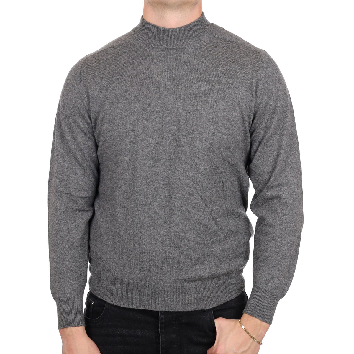 Men's Steel Grey Cashmere Turtle Neck Jumper XL