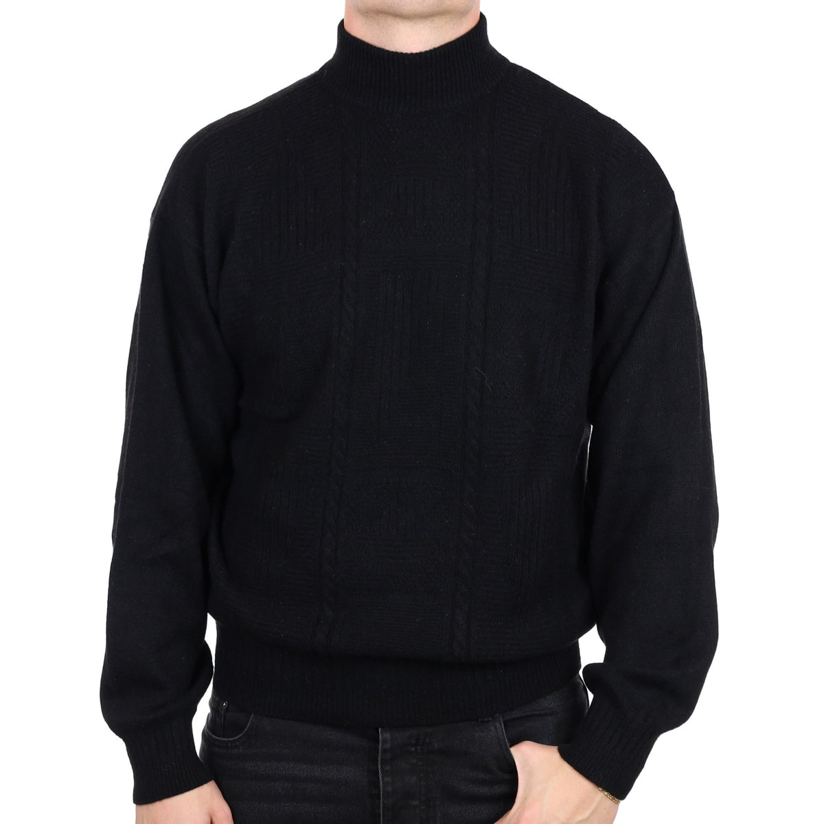 Men's Black Cashmere Turtle Neck Jumper XL