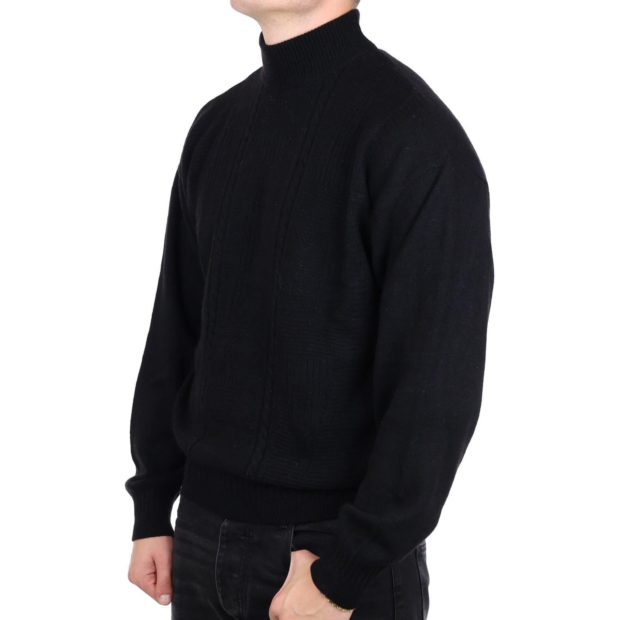 Men's Black Cashmere Turtle Neck Jumper XL