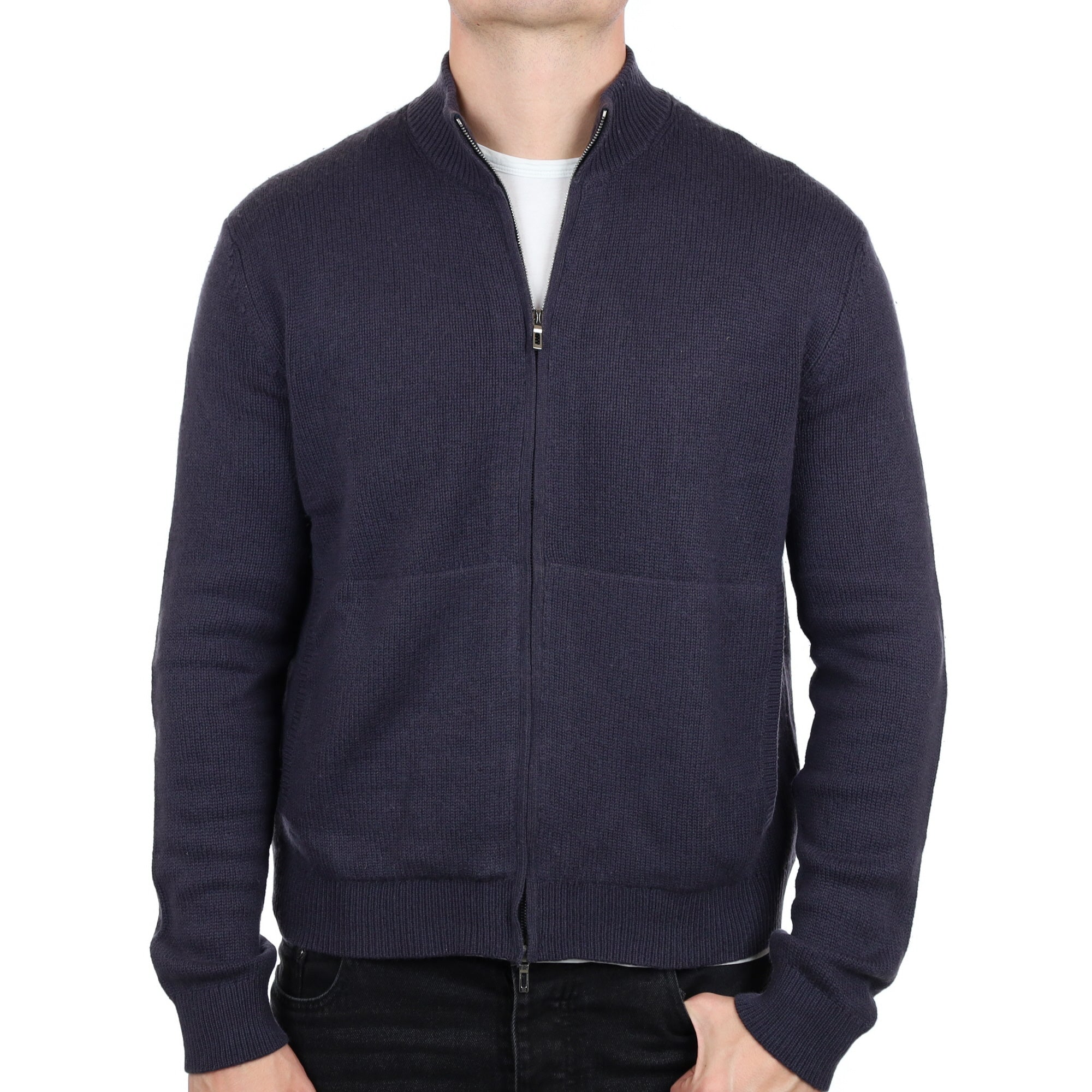 Men's TSE Dark Slate Grey Cashmere Zip Up Cardigan XXL