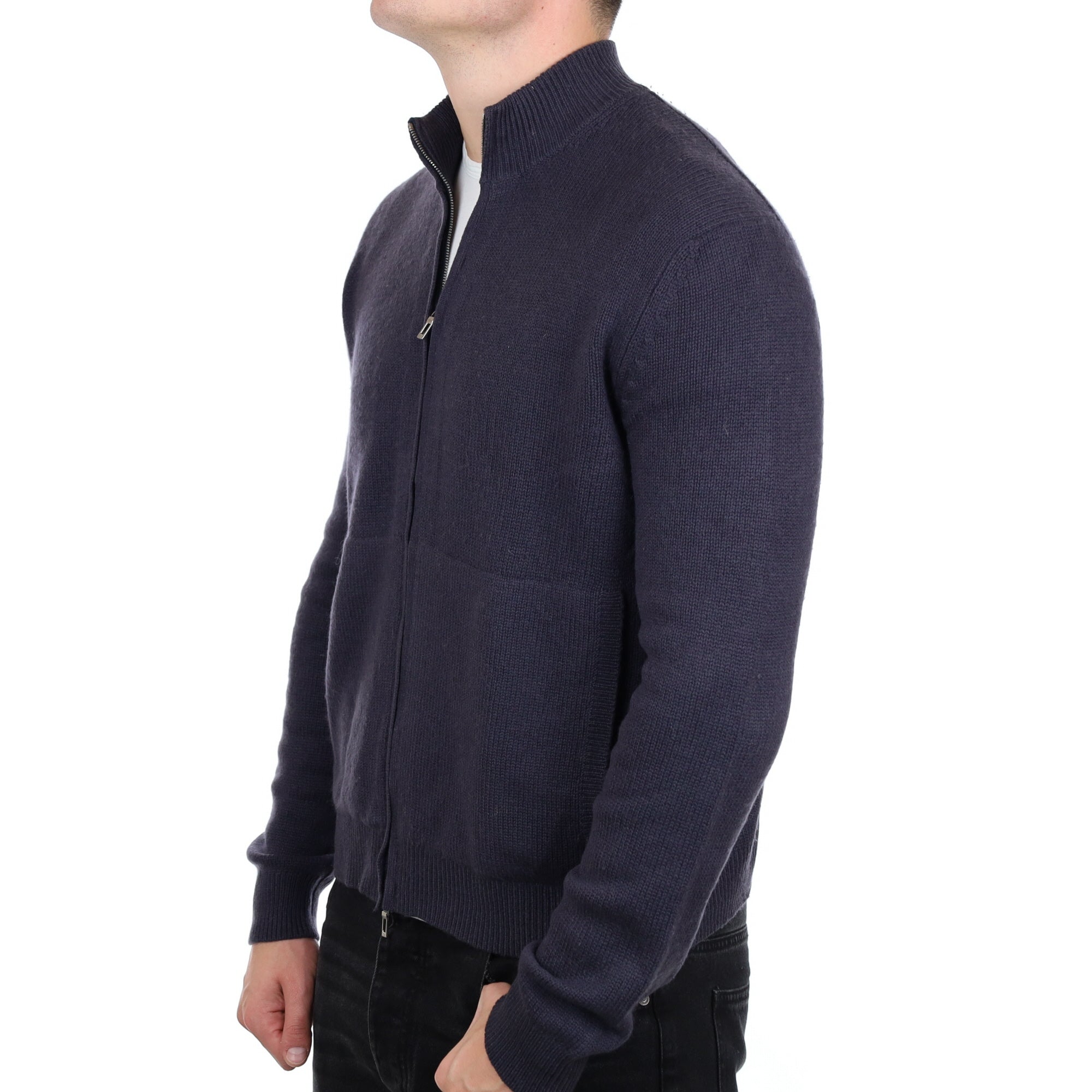 Men's TSE Dark Slate Grey Cashmere Zip Up Cardigan XXL