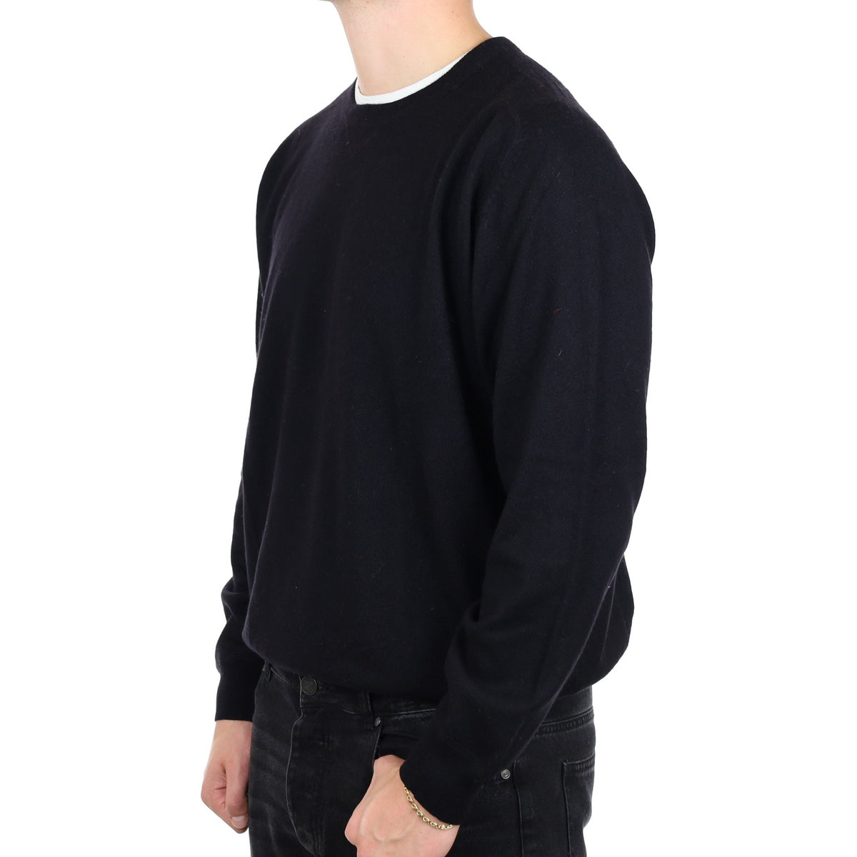 Men's Black Cashmere Sweatshirt Style Crew Neck Jumper XXL
