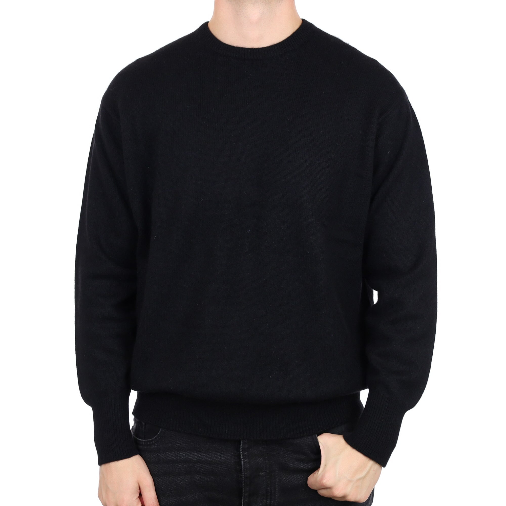 Men's Black Cashmere Crew Neck Jumper XXL