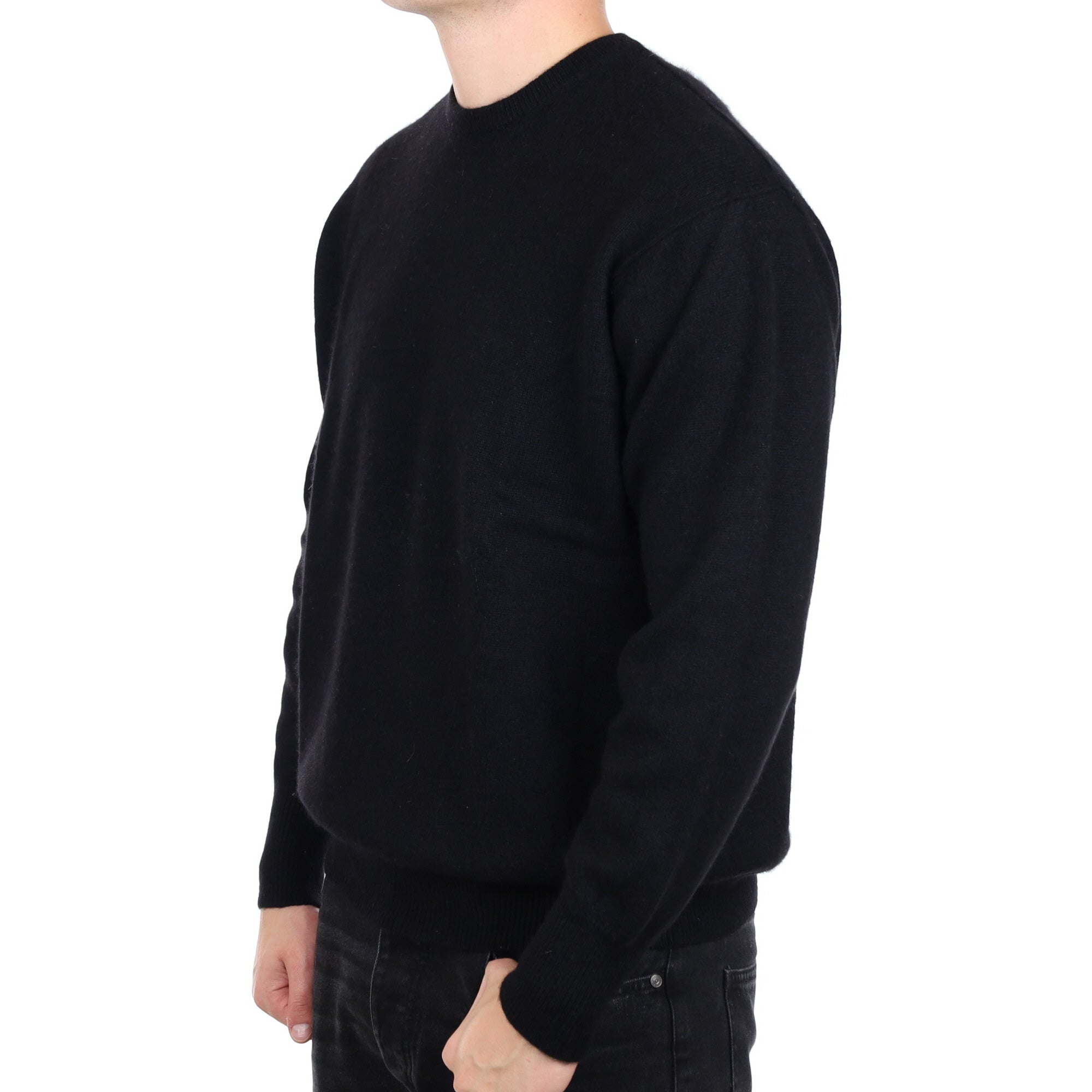 Men's Black Cashmere Crew Neck Jumper XXL