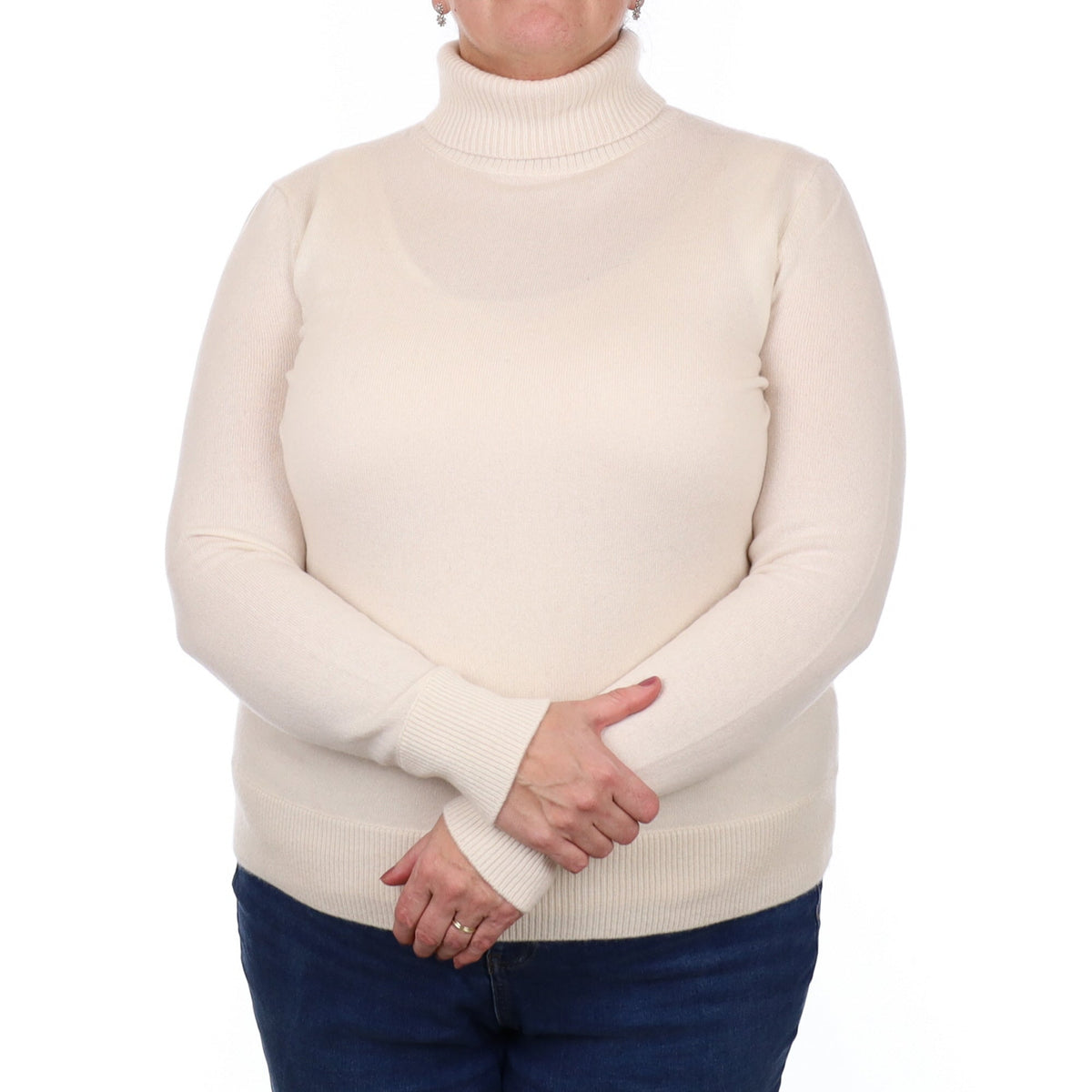 Cream Cashmere Polo Neck Jumper Extra Large