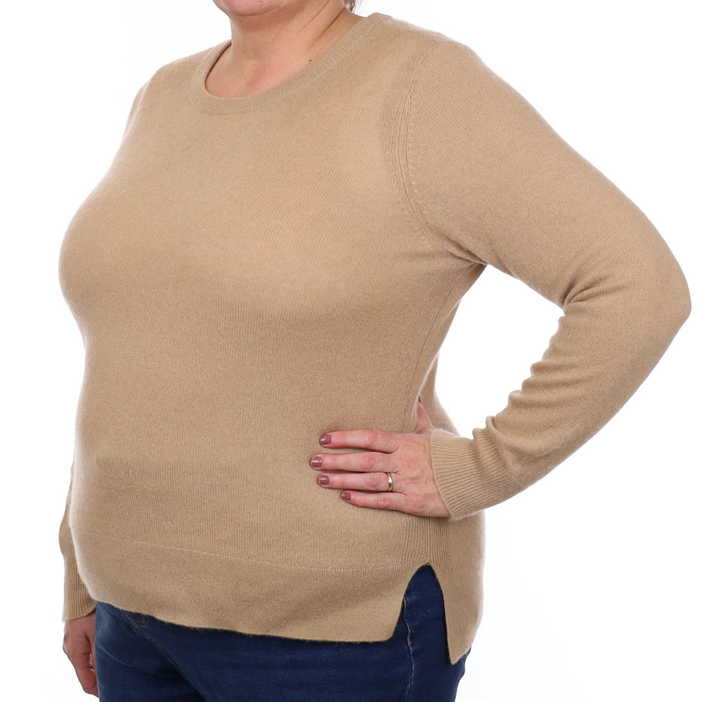 Caramel Brown Cashmere Crew Neck Jumper Extra Large
