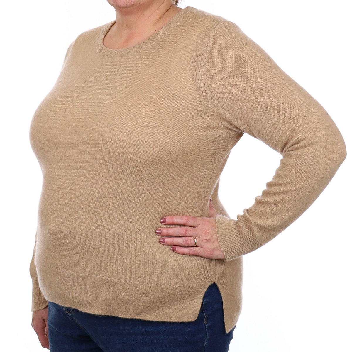 Caramel Brown Cashmere Crew Neck Jumper Extra Large