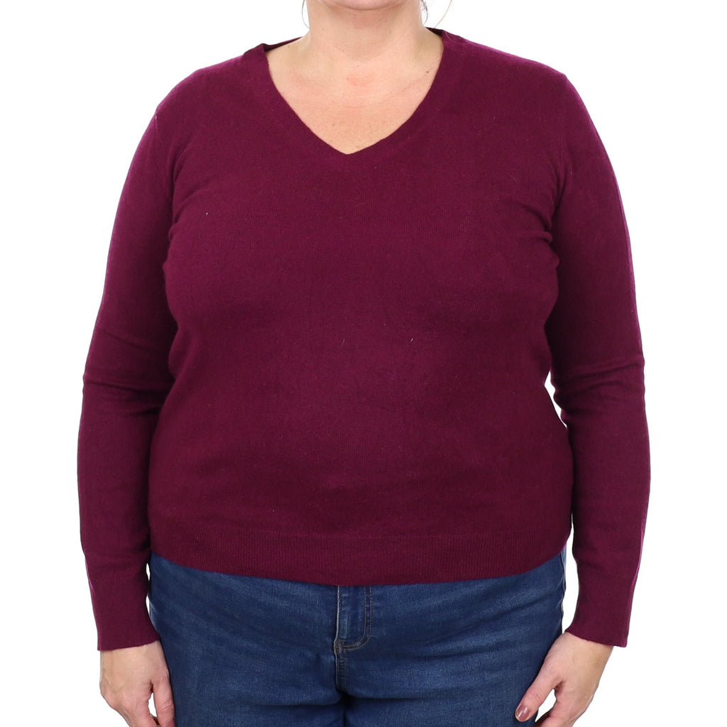 Mulberry Purple Cashmere V Neck Jumper Extra Large