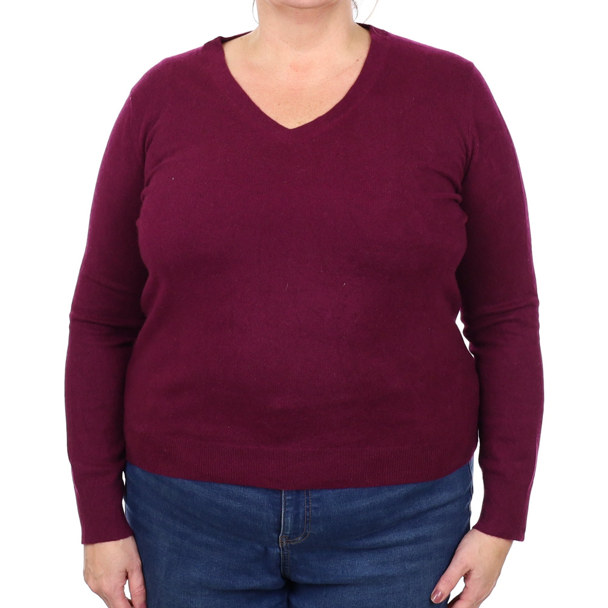 Mulberry Purple Cashmere V Neck Jumper Extra Large