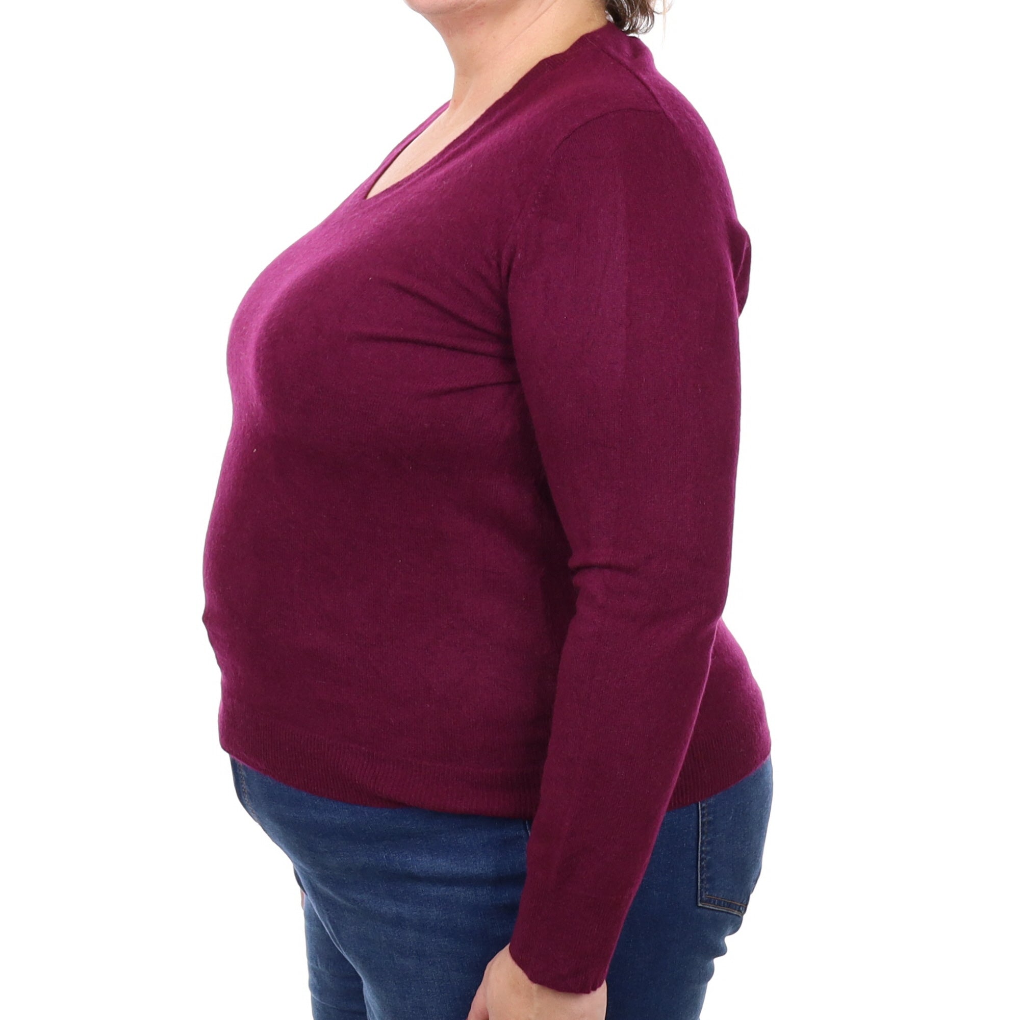 Mulberry Purple Cashmere V Neck Jumper Extra Large