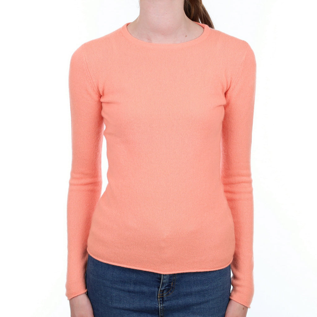 Brand New Peach Pink Cashmere Crew Neck Jumper Extra Small