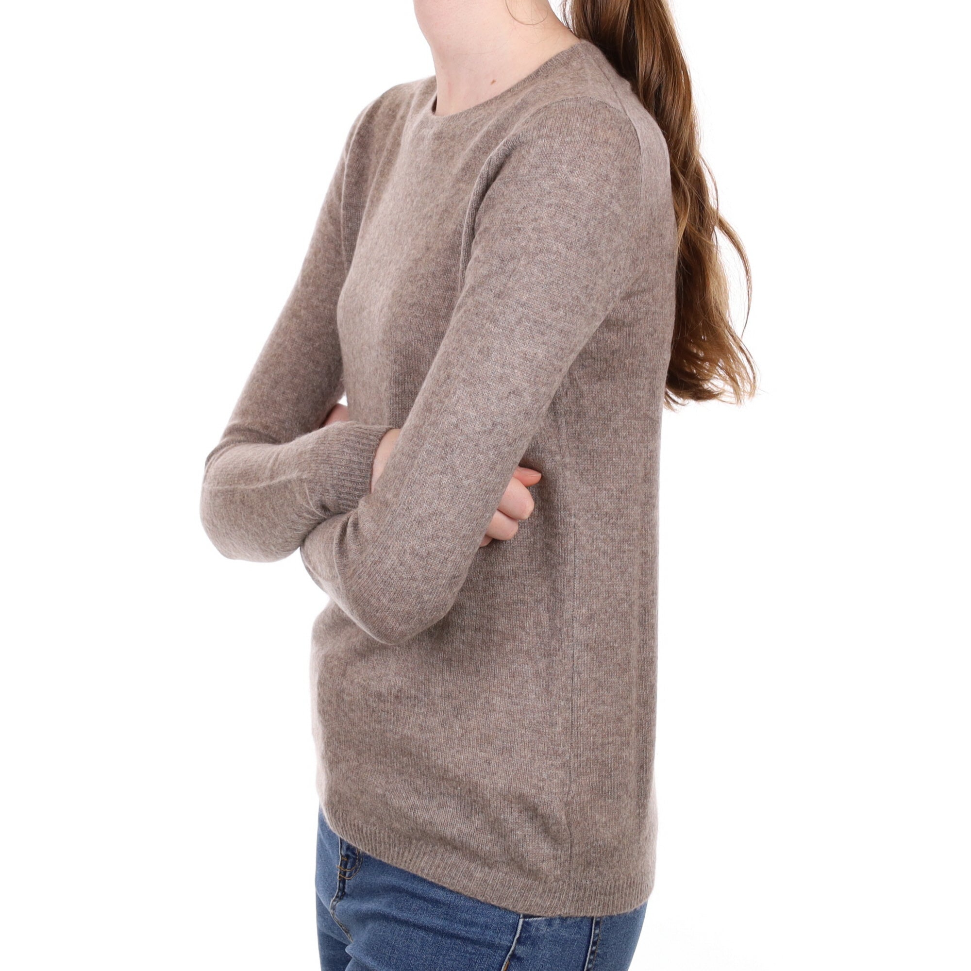 Mink Brown Cashmere Crew Neck Jumper Extra Small