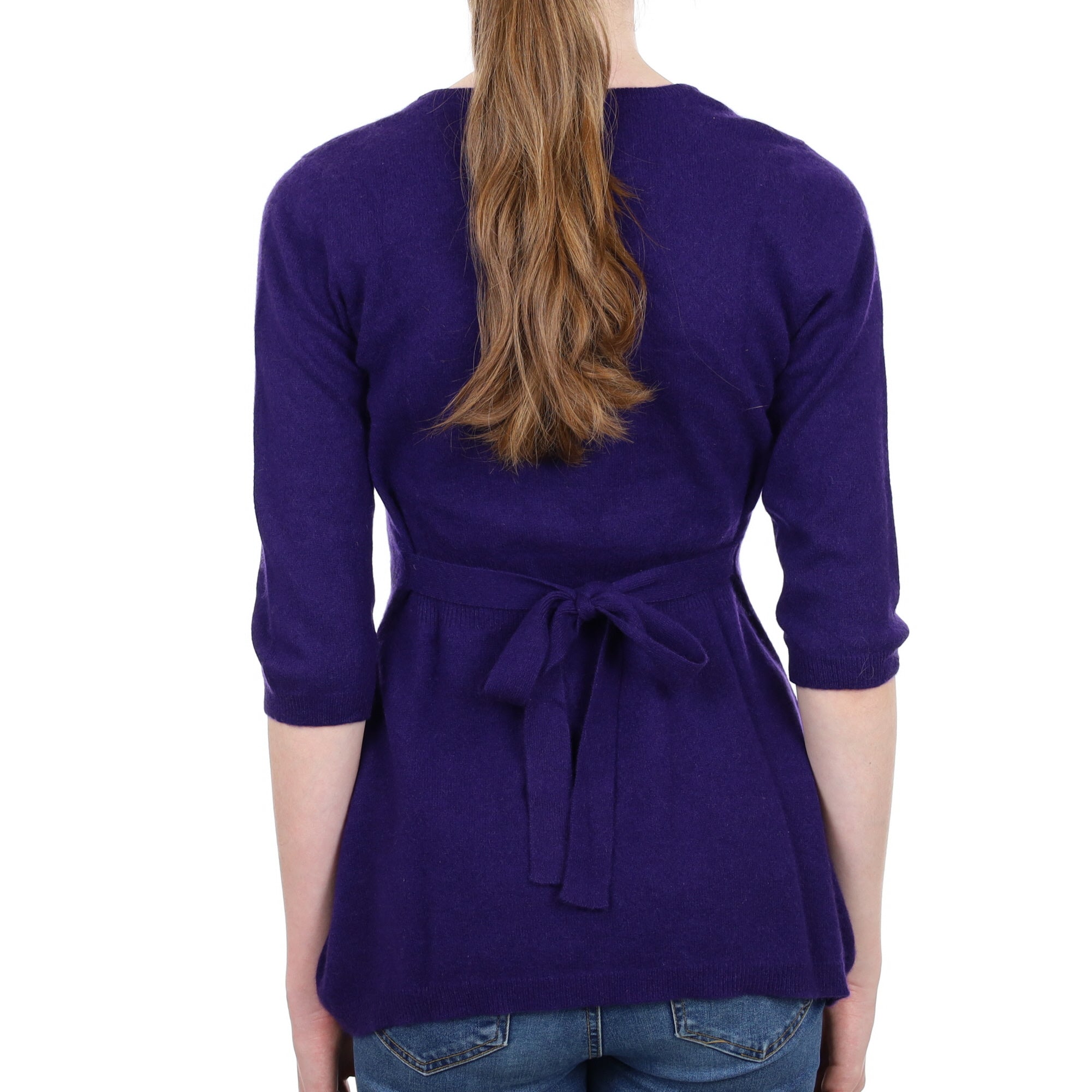 Iris Purple Cashmere V Neck Jumper Extra Small