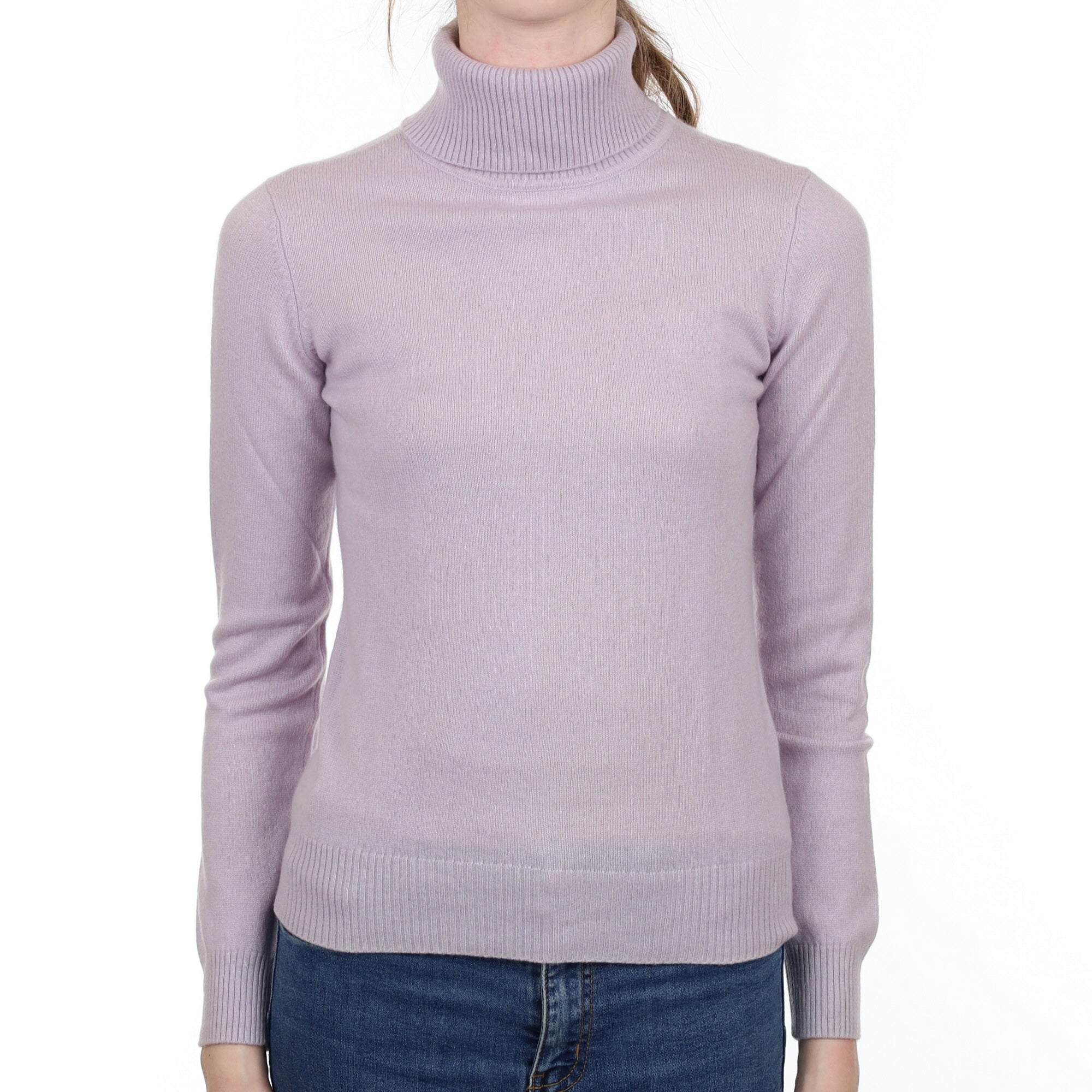 Pale Purple Cashmere Polo Neck Jumper Extra Small