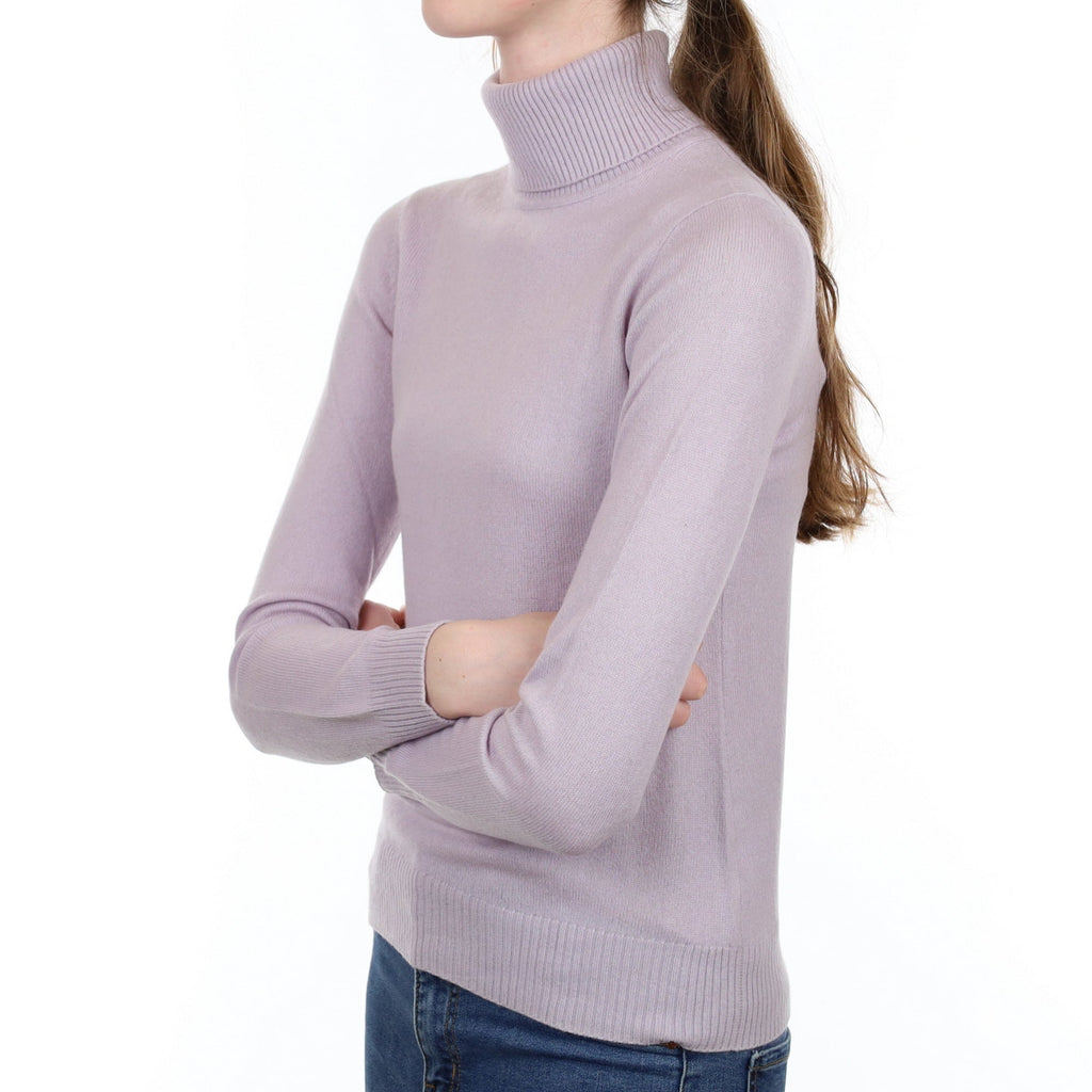 Pale Purple Cashmere Polo Neck Jumper Extra Small