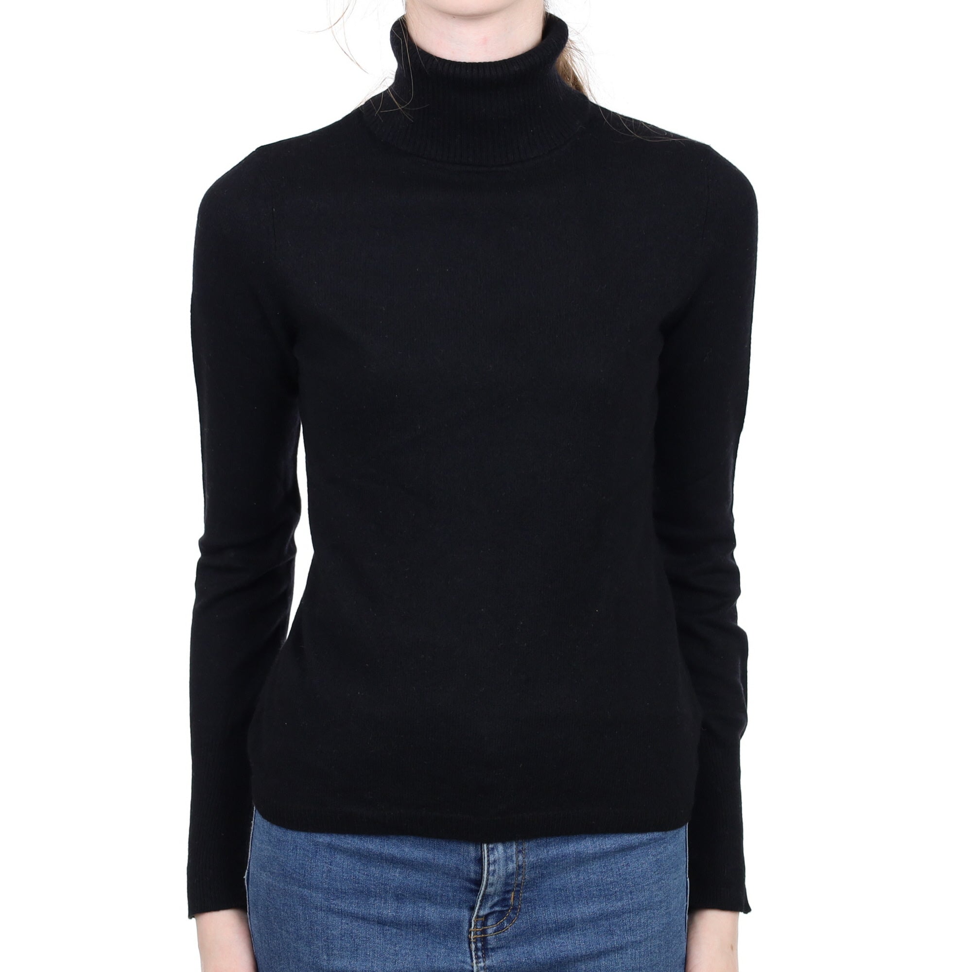 Black Cashmere Polo Neck Jumper Extra Small