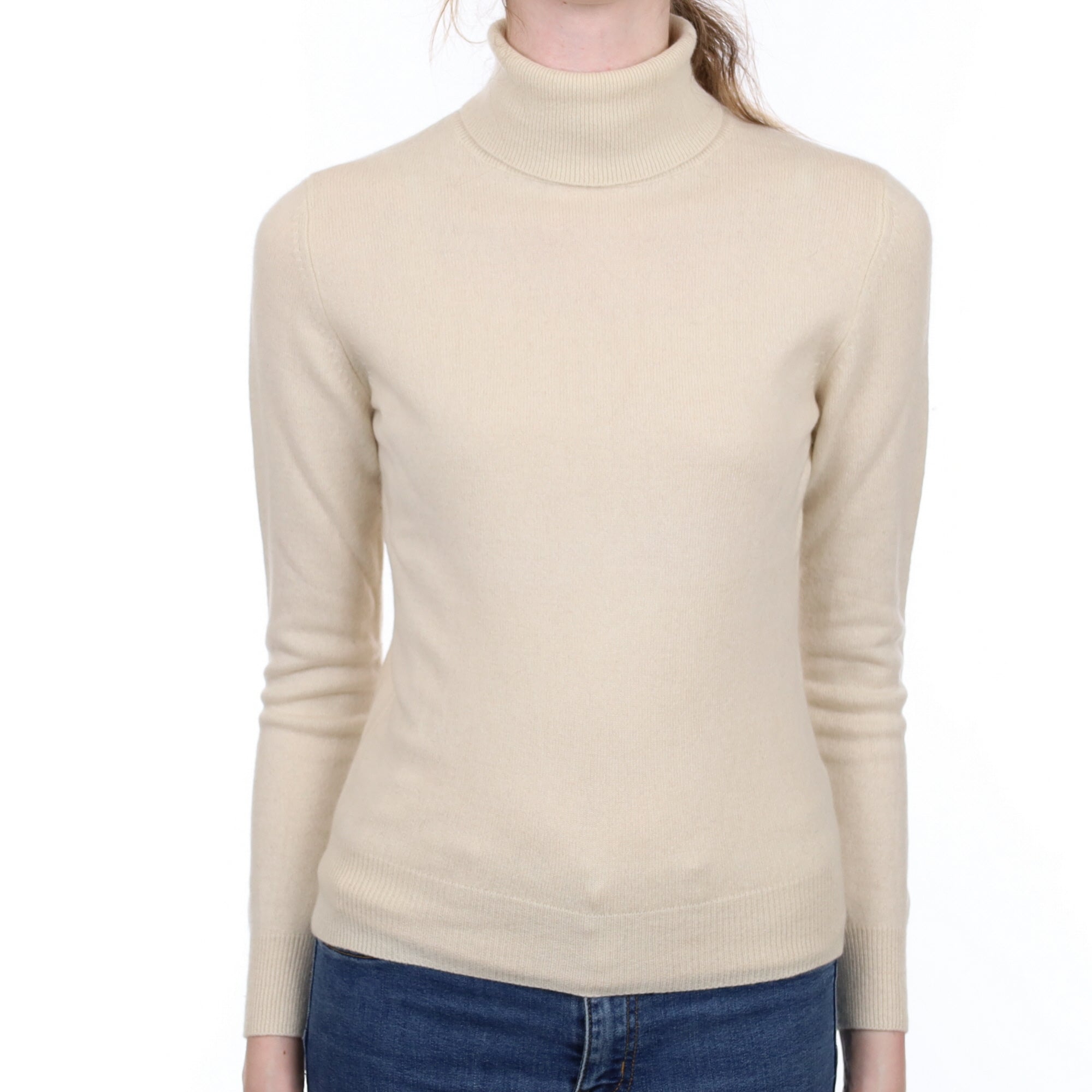Cream Cashmere Polo Neck Jumper Extra Small