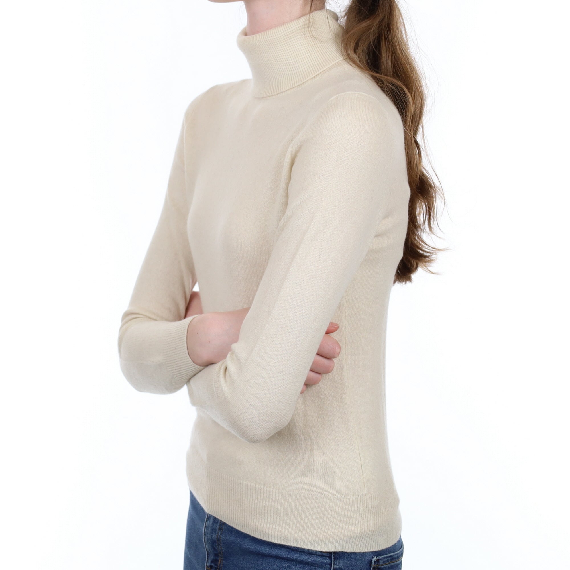 Cream Cashmere Polo Neck Jumper Extra Small