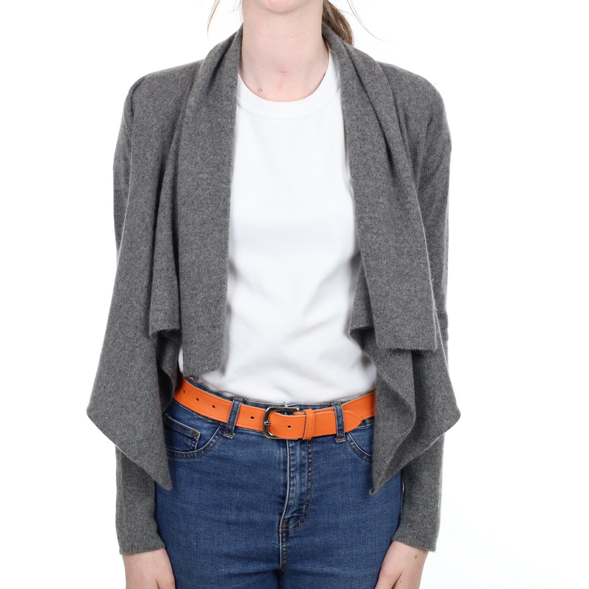Slate Grey Cashmere Waterfall Cardigan Extra Small