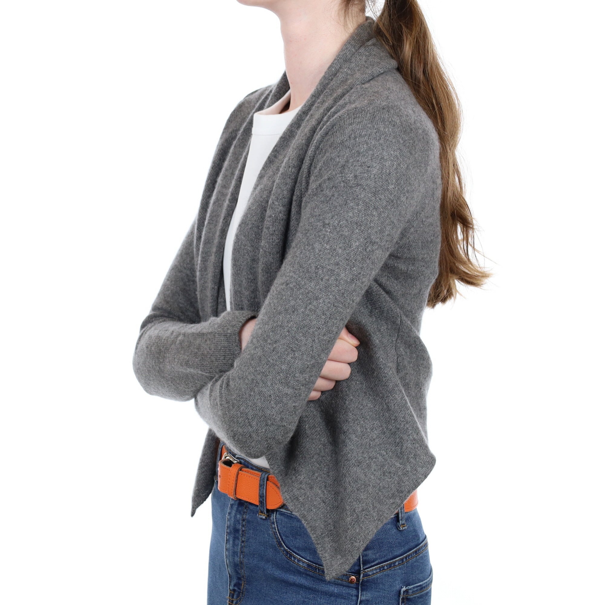 Slate Grey Cashmere Waterfall Cardigan Extra Small