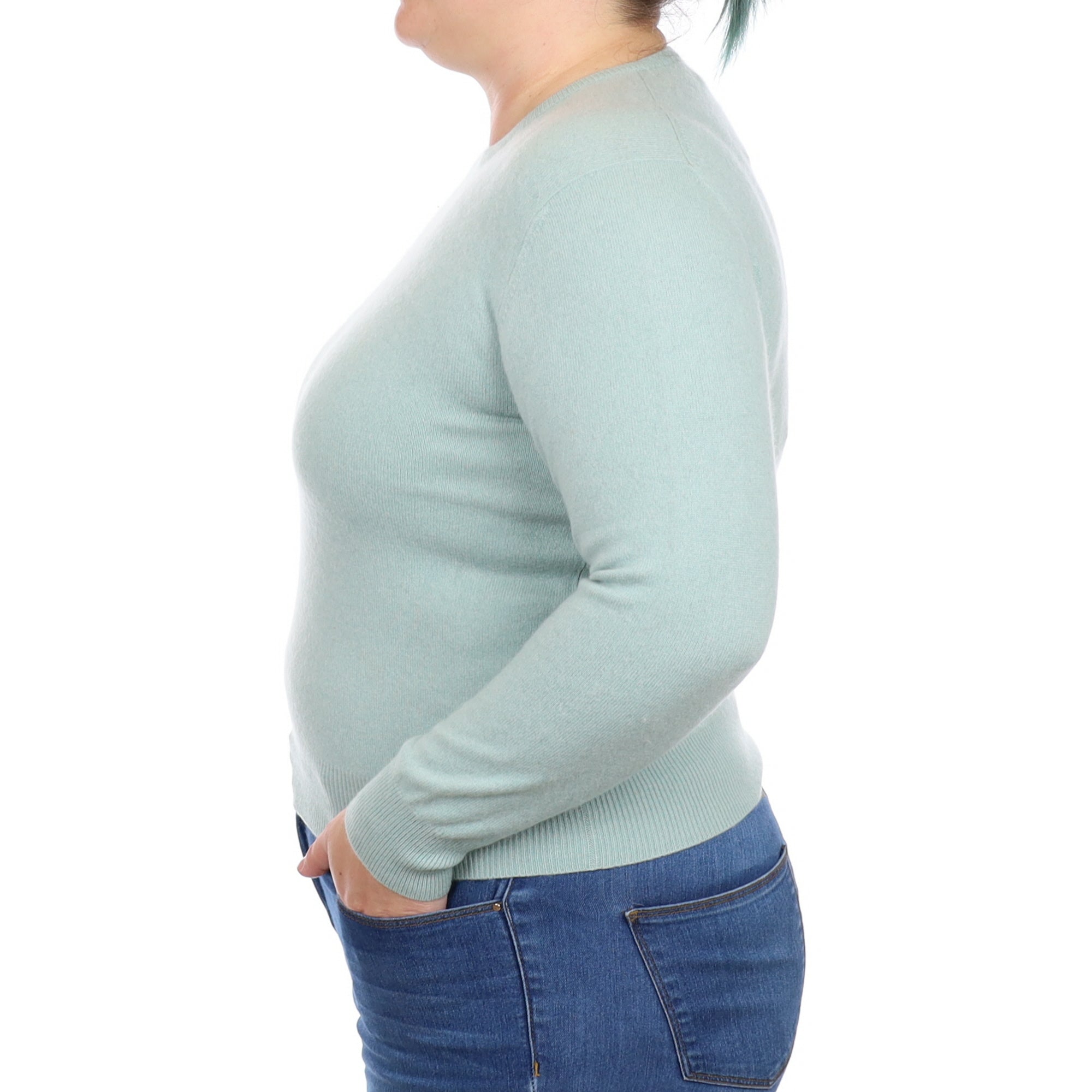 Deep Mint Green Cashmere Crew Neck Jumper Large