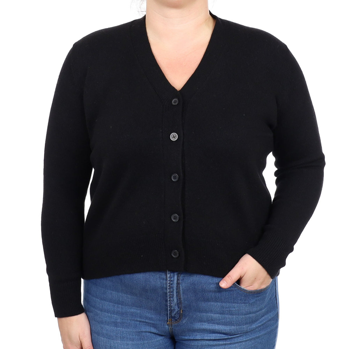 Cos Black Cashmere V Neck Cardigan Large