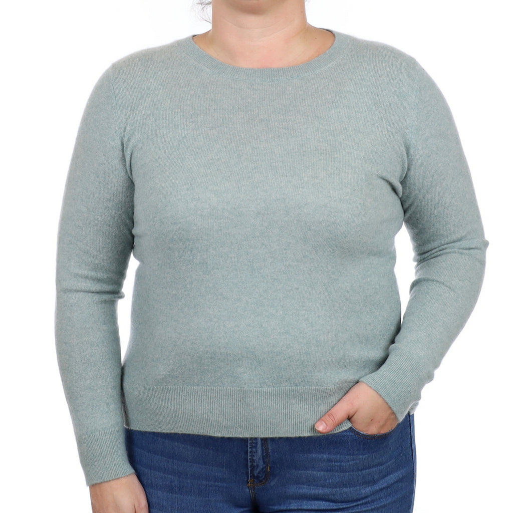 Pale Sage Green Cashmere Crew Neck Jumper Large