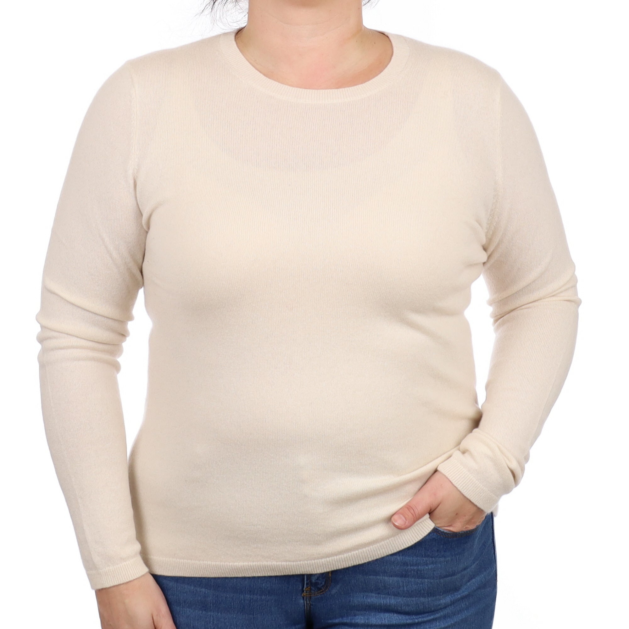 Vanilla Cream Cashmere Crew Neck Jumper Large