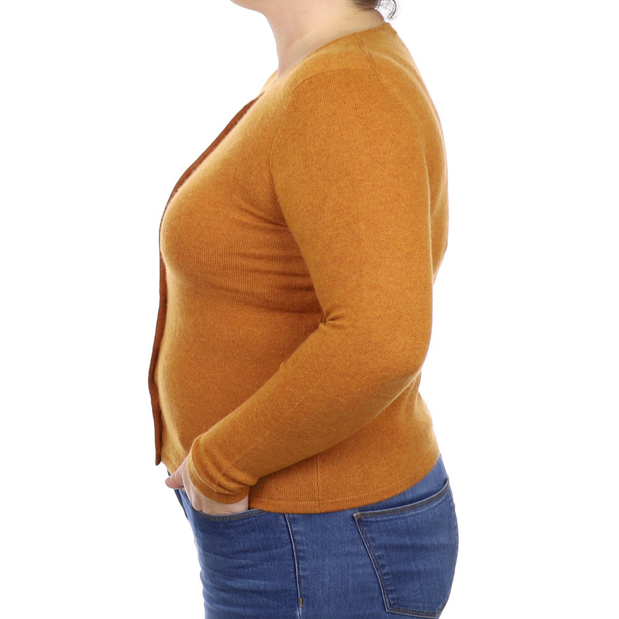Crab Orange Cashmere Crew Neck Cardigan Large