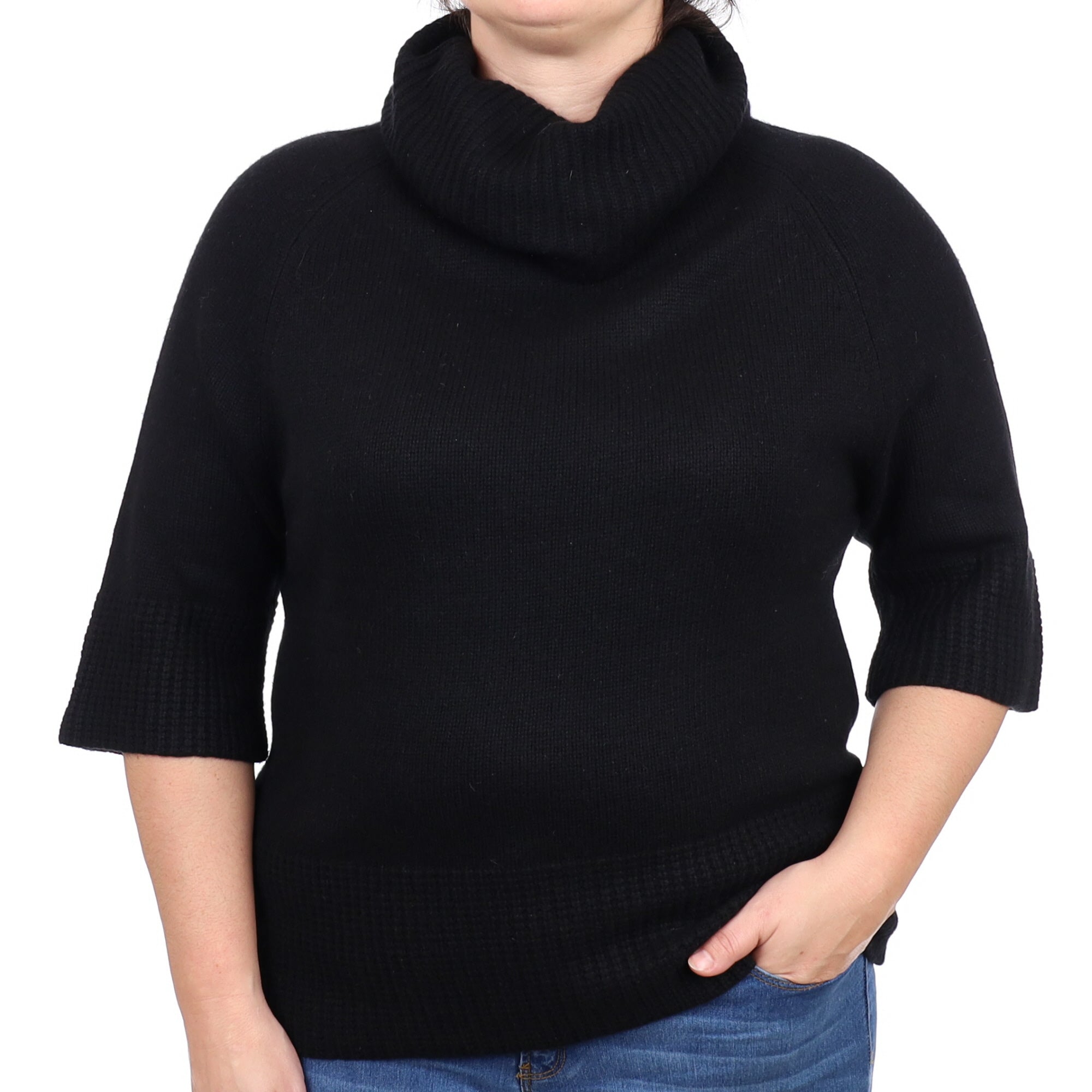Black Cashmere Cowl Neck Jumper Large